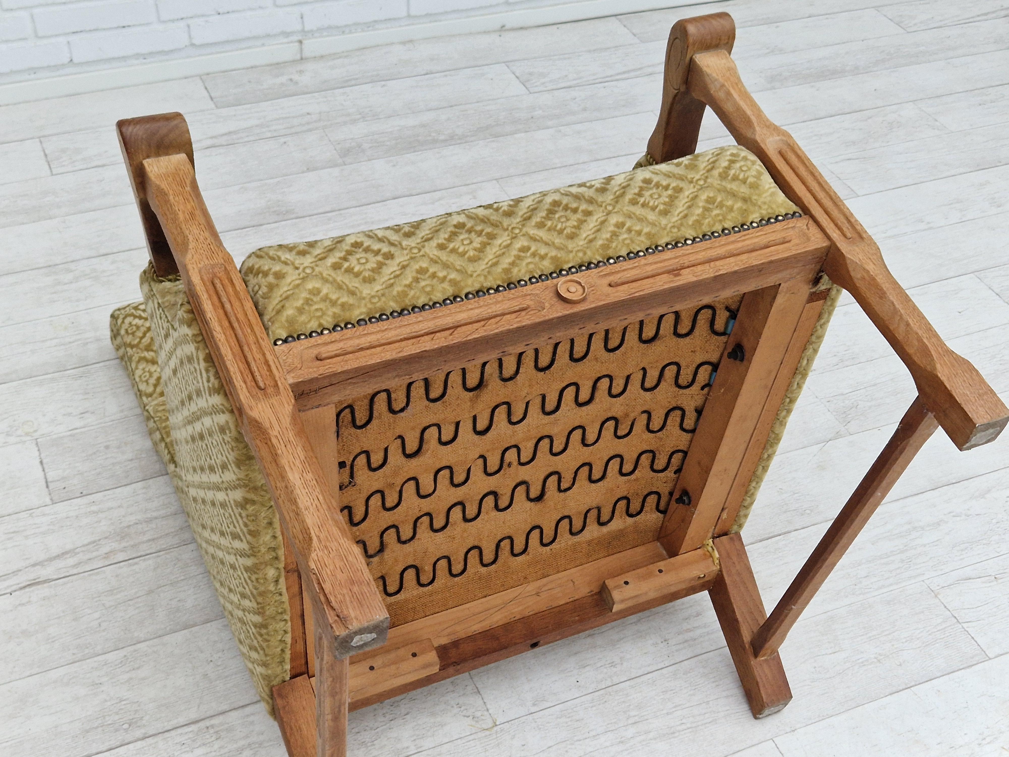 1960s, Danish design, highback armchair, furniture fabric, oak wood. For Sale 11