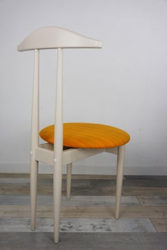 1960s Danish Design Modular Ivory Satin Wooden Chair