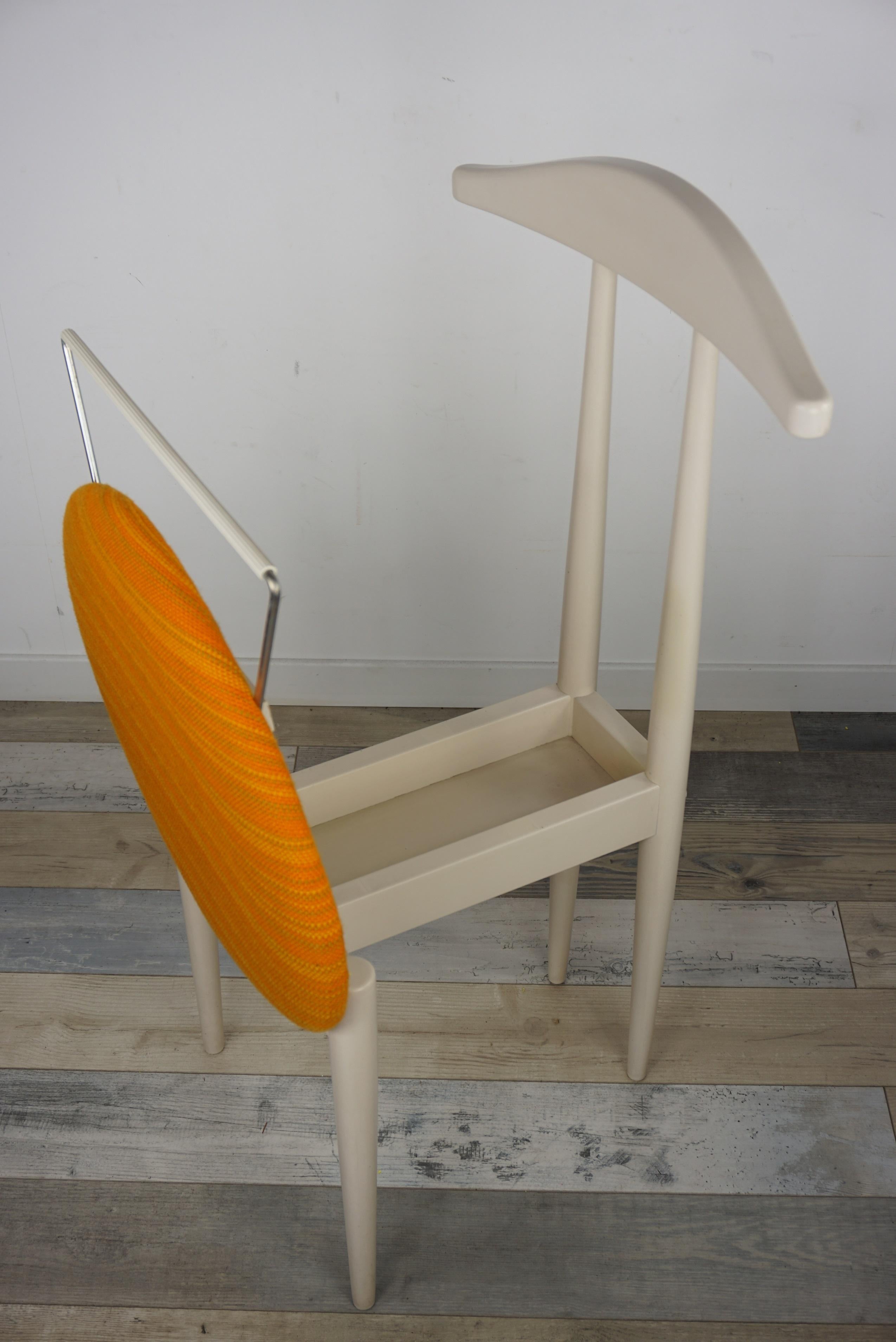 European 1960s Danish Design Modular Ivory Satin Wooden Chair