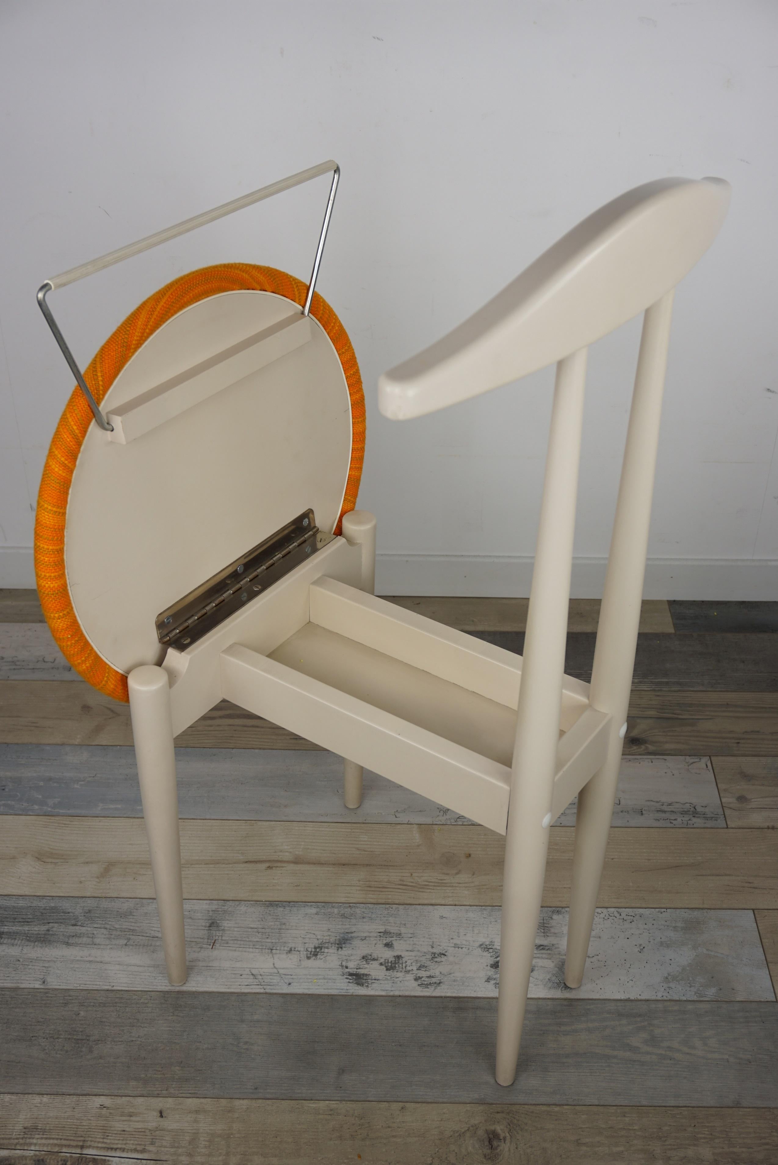 1960s Danish Design Modular Ivory Satin Wooden Chair In Excellent Condition In Tourcoing, FR
