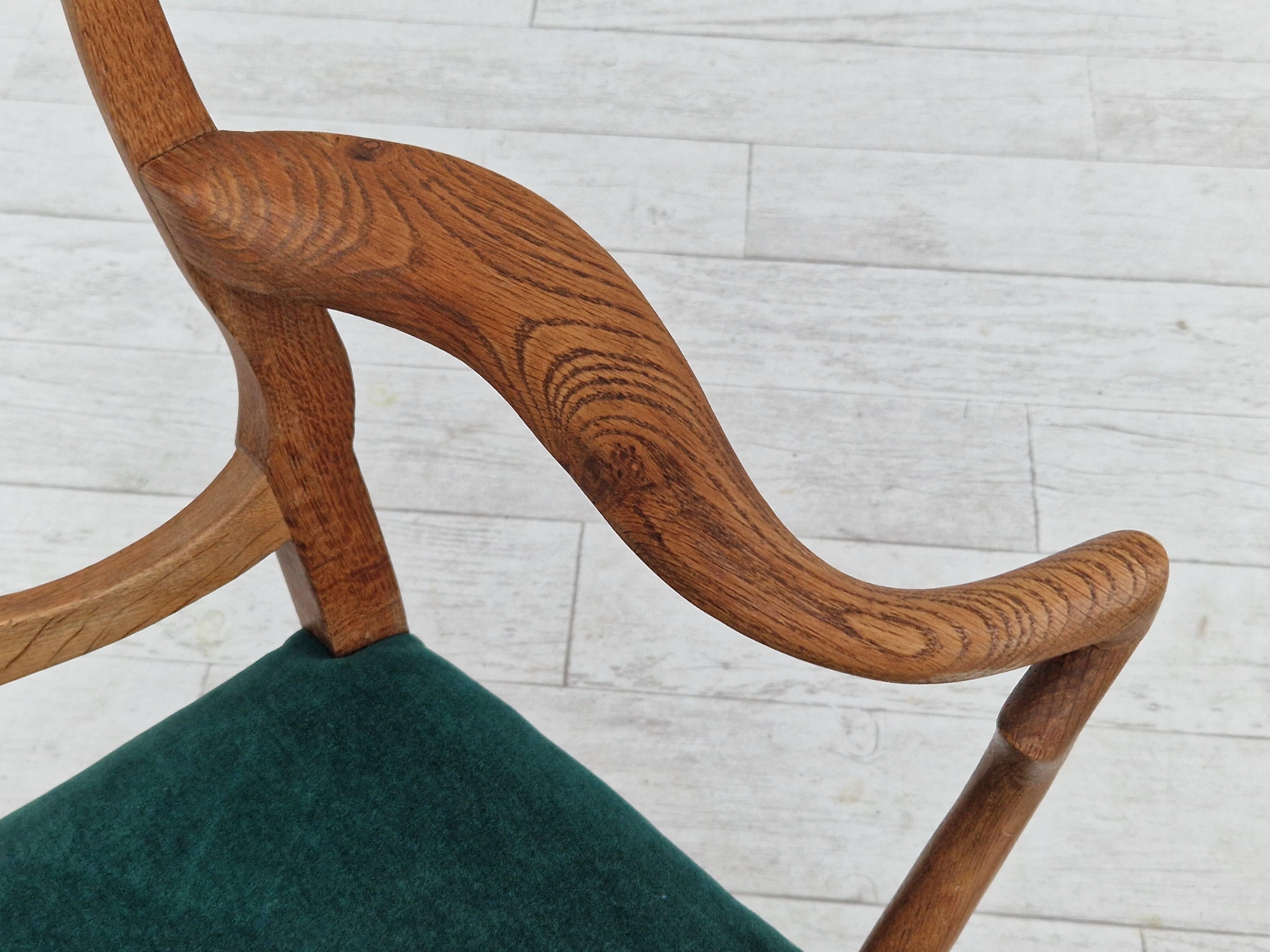 1960s, Danish Design, Pair of Armchairs, Oak Wood, Original Very Good Condition For Sale 6