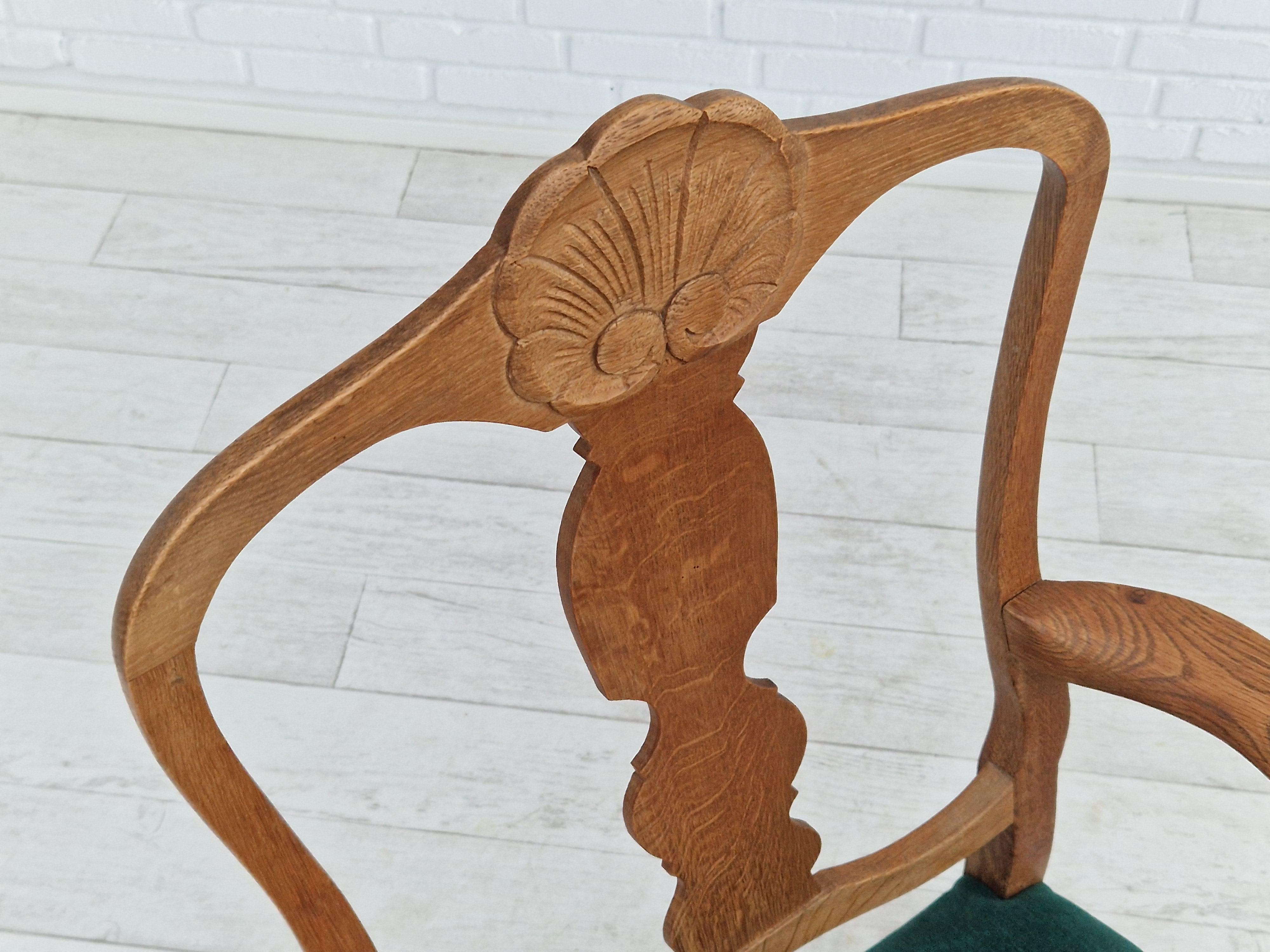 1960s, Danish Design, Pair of Armchairs, Oak Wood, Original Very Good Condition For Sale 7