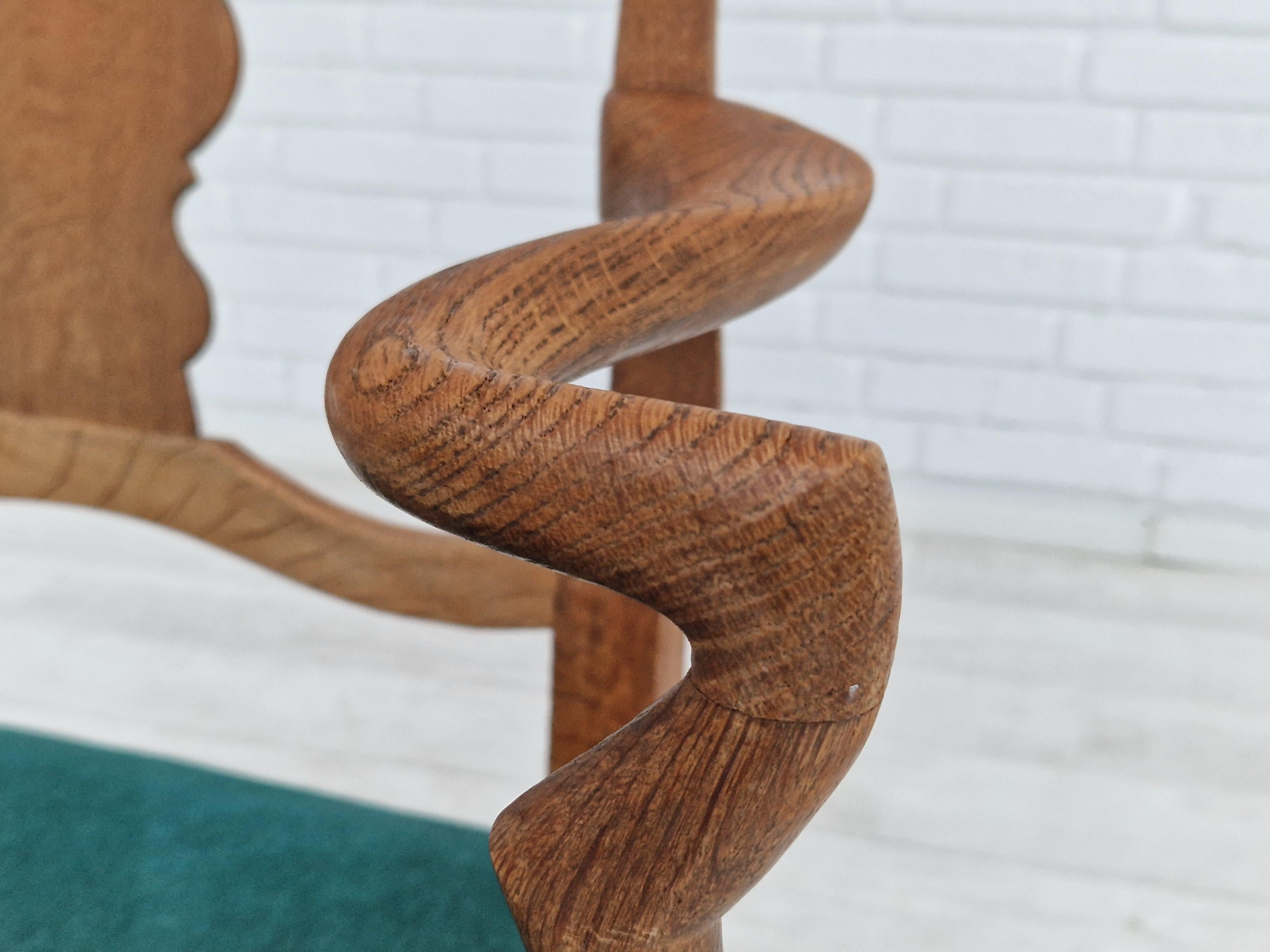 Scandinavian Modern 1960s, Danish Design, Pair of Armchairs, Oak Wood, Original Very Good Condition For Sale