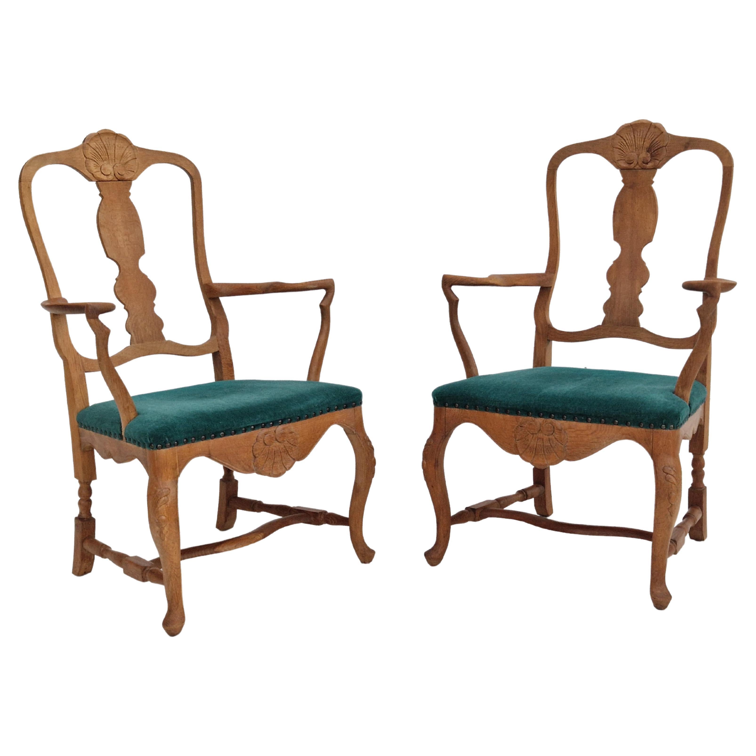 1960s, Danish Design, Pair of Armchairs, Oak Wood, Original Very Good Condition For Sale