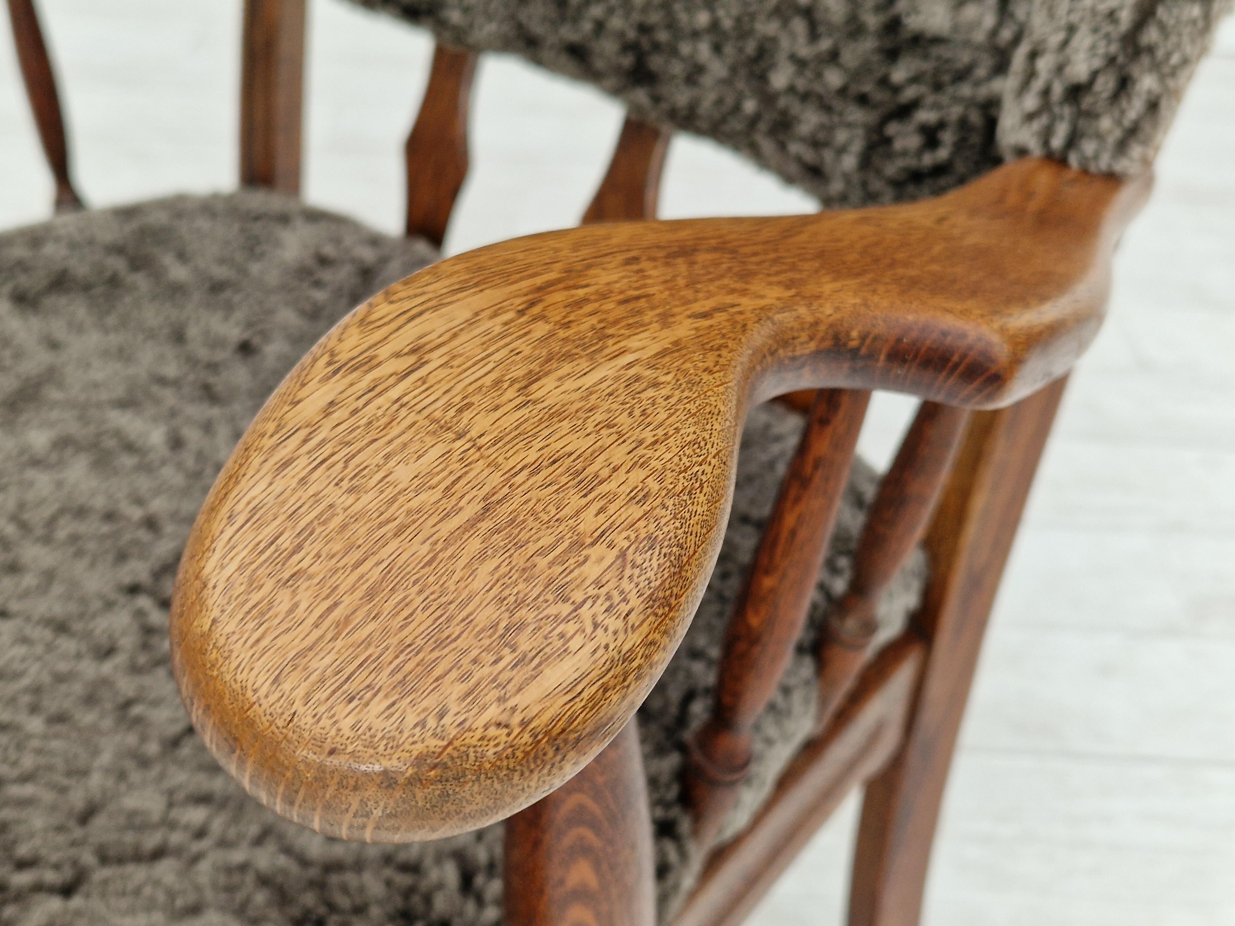 1960s, Danish Design, Renovated-Reupholstered Ear Flap Chair, Sheepskin For Sale 6