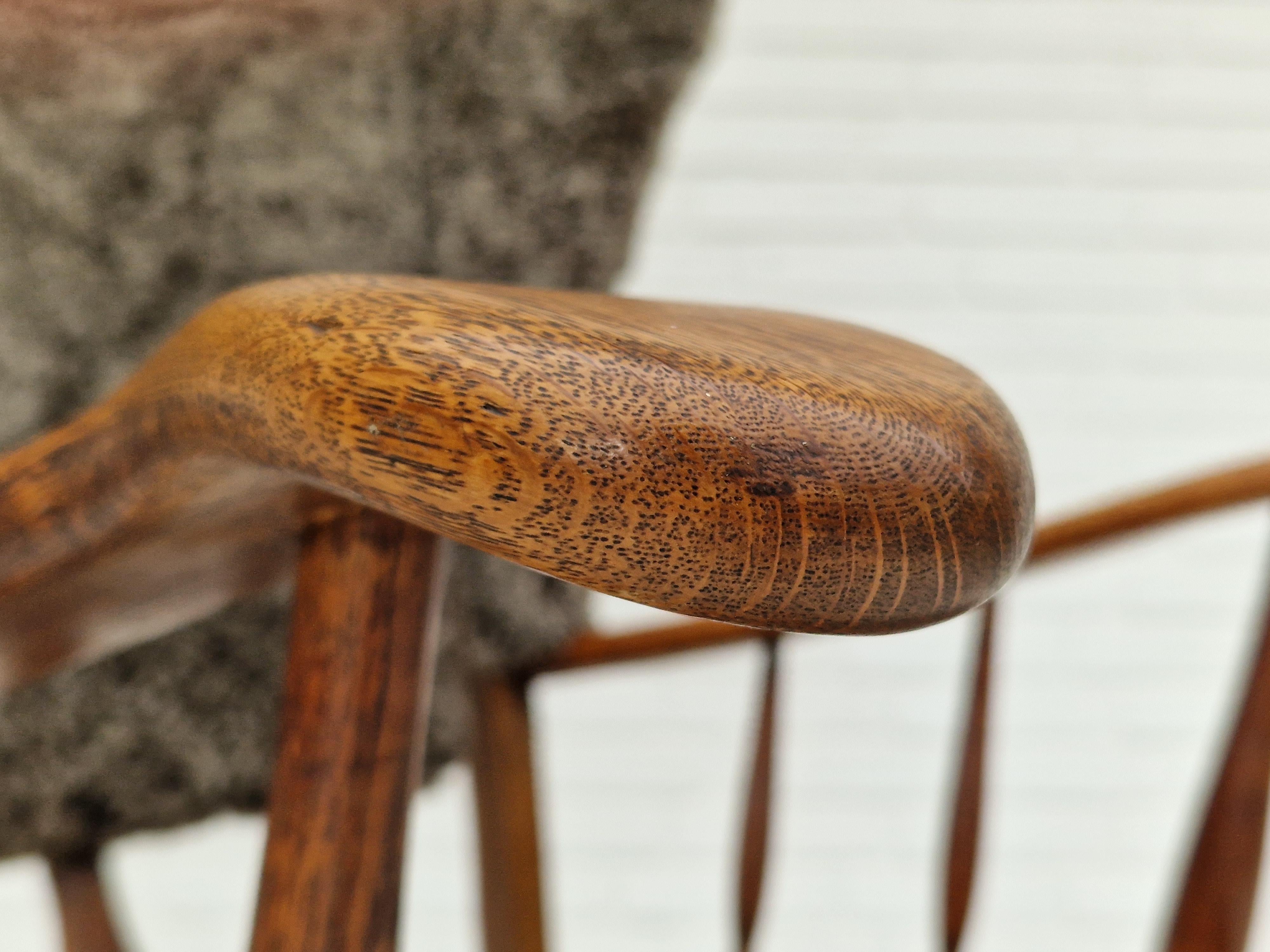 1960s, Danish Design, Renovated-Reupholstered Ear Flap Chair, Sheepskin For Sale 8