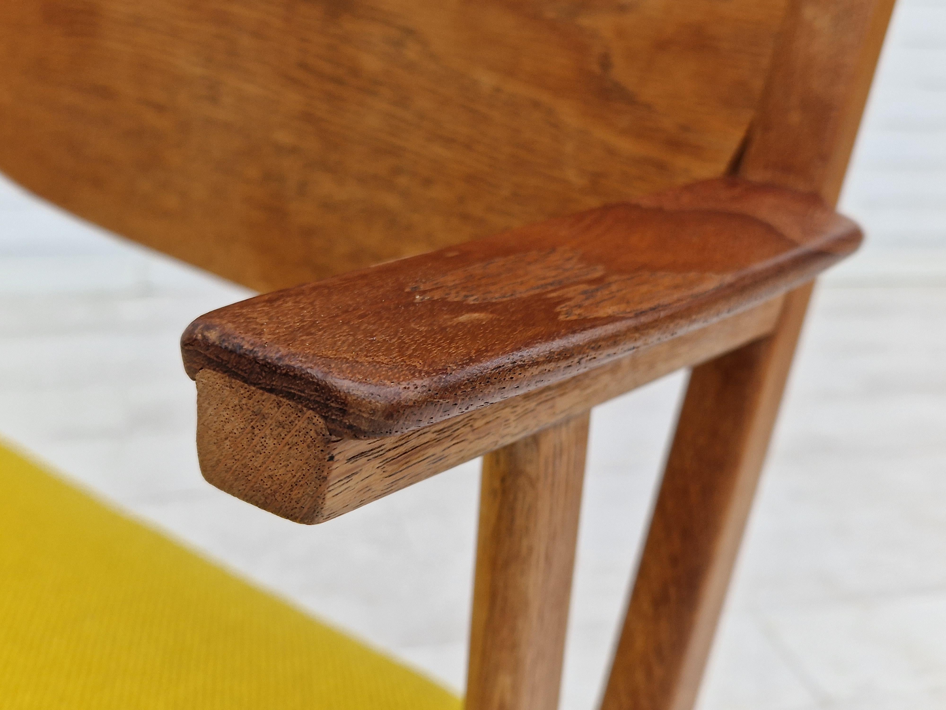 Dänischer Design, restaurierter Sessel aus den 1960er Jahren, Kvadrat-Wolle, Eichenholz. im Angebot 7