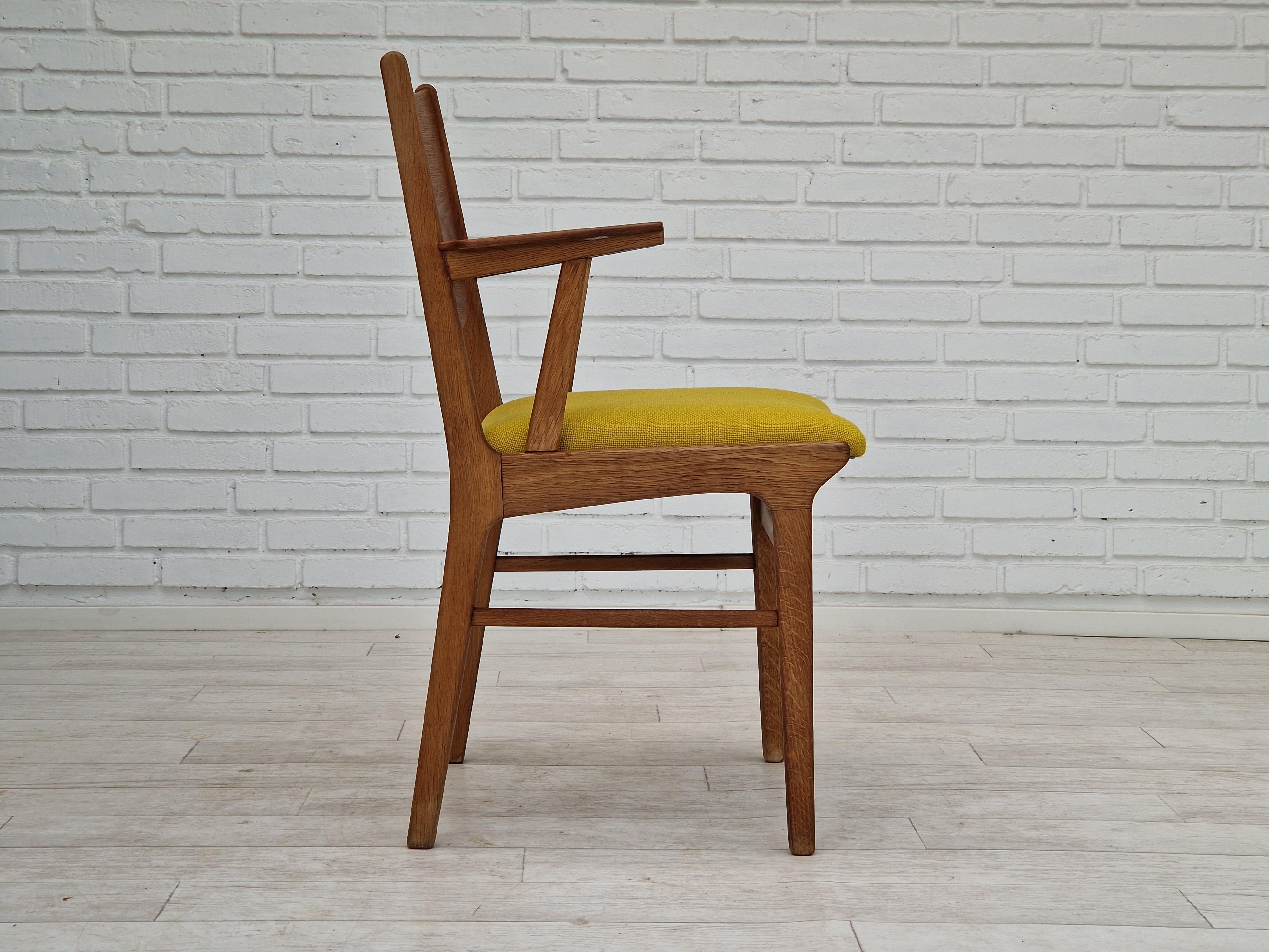 Mid-20th Century 1960s, Danish Design, Restored Armchair, Kvadrat Wool, Oak Wood For Sale
