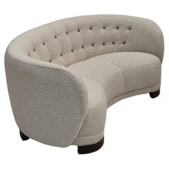 1960s, Danish design, reupholstered 3 seater "Banan" sofa.