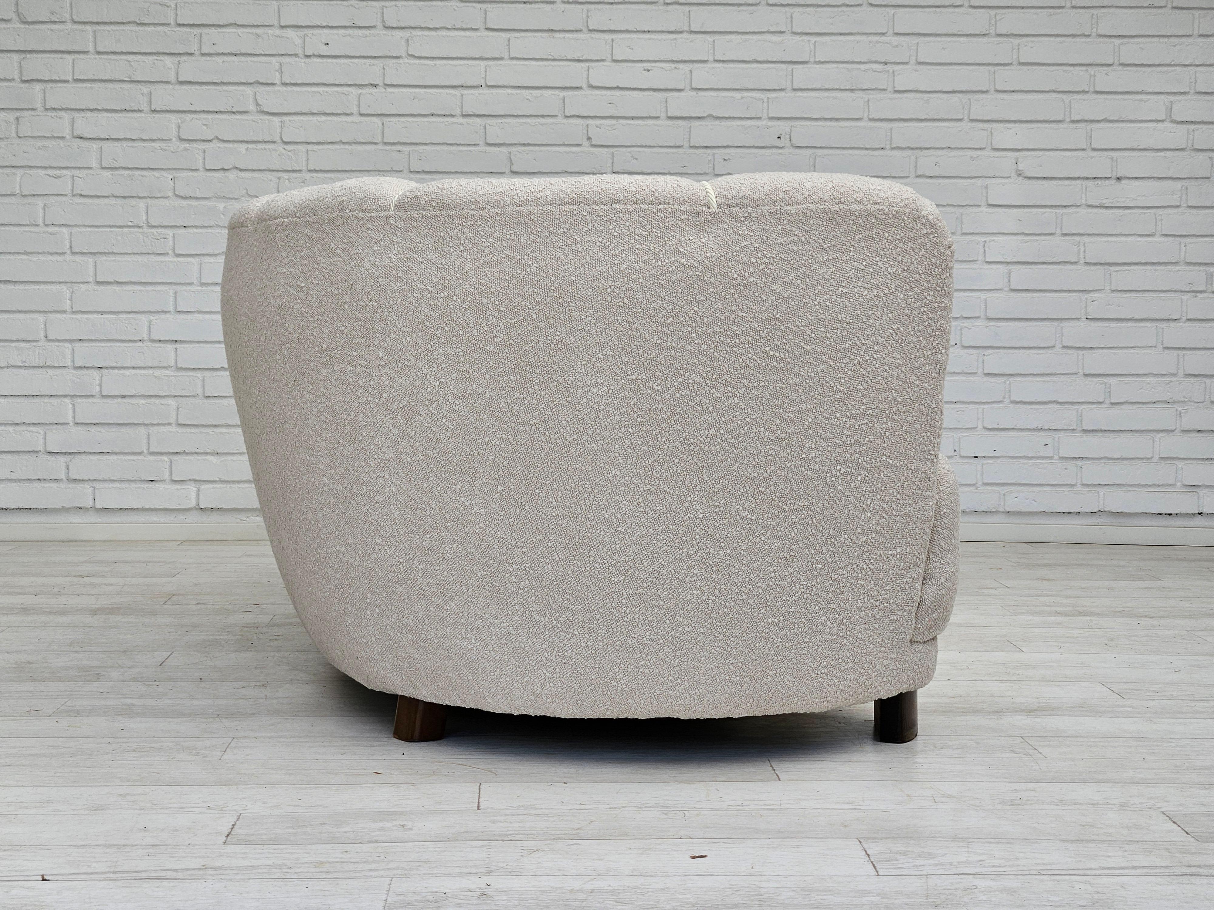 Fabric 1960s, Danish design, reupholstered 3-seater 