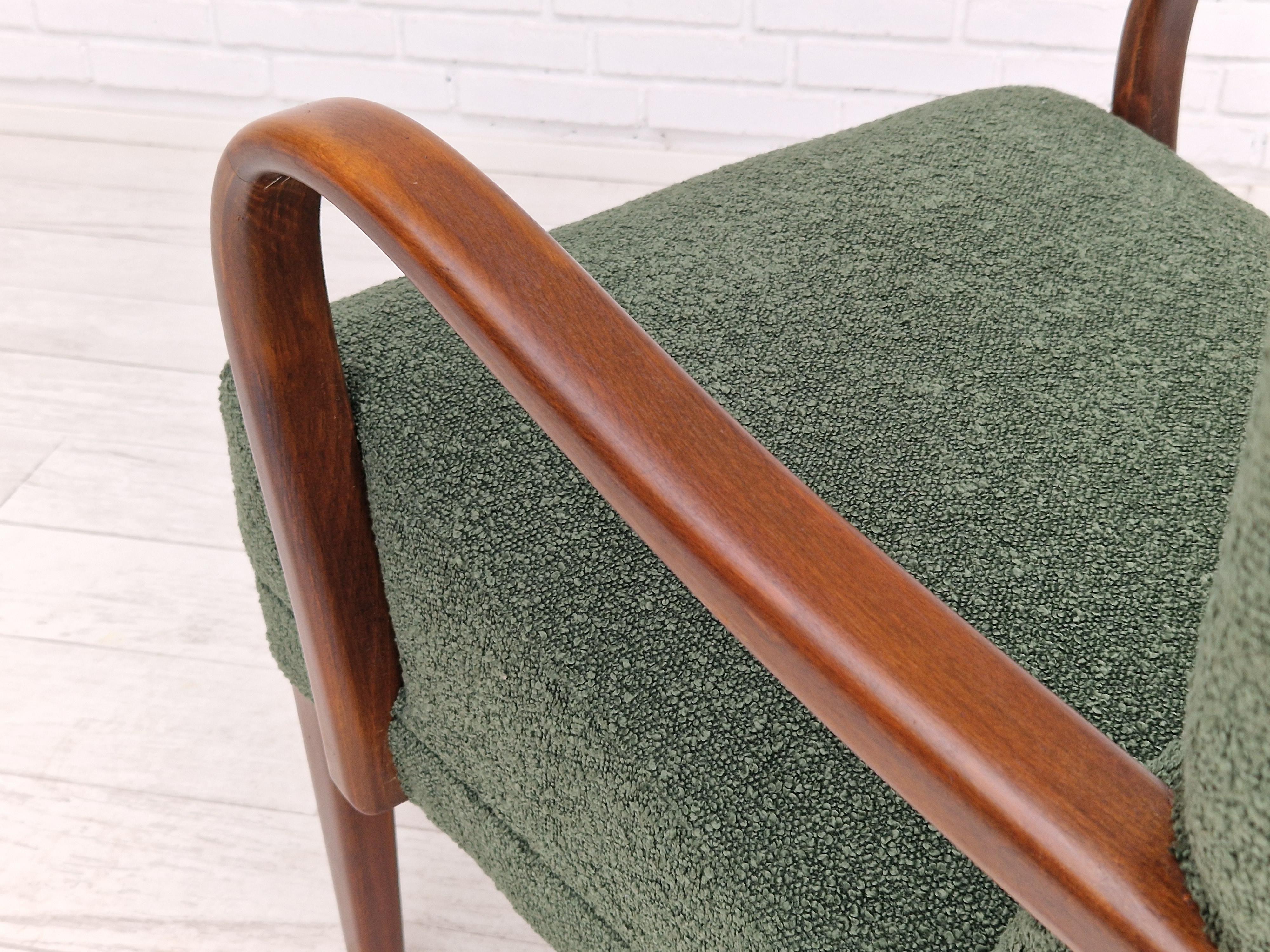 1960s, Danish Design, Reupholstered Armchair, Bottle Green Fabric For Sale 8