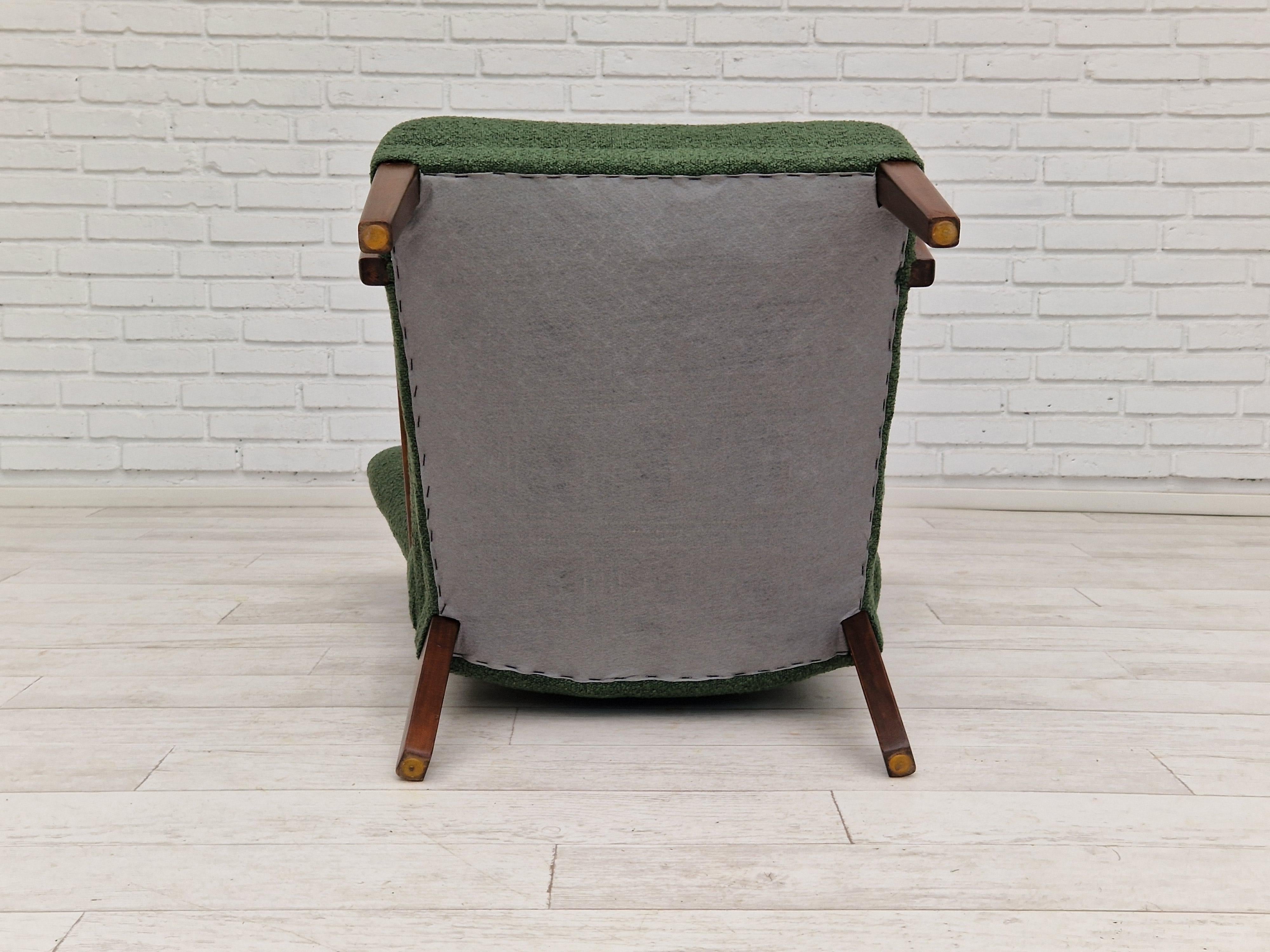 1960s, Danish Design, Reupholstered Armchair, Bottle Green Fabric For Sale 12