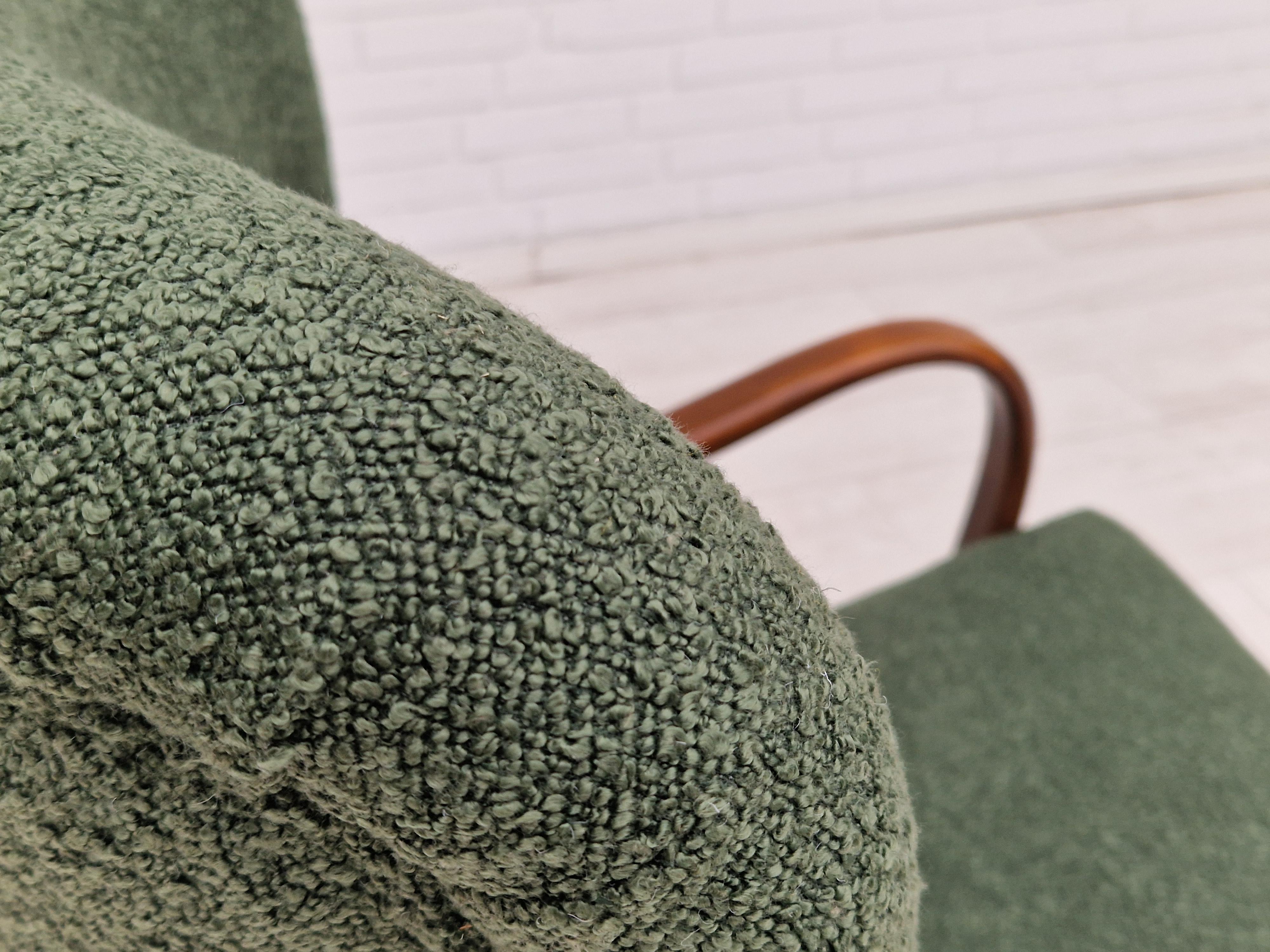 Scandinavian Modern 1960s, Danish Design, Reupholstered Armchair, Bottle Green Fabric For Sale