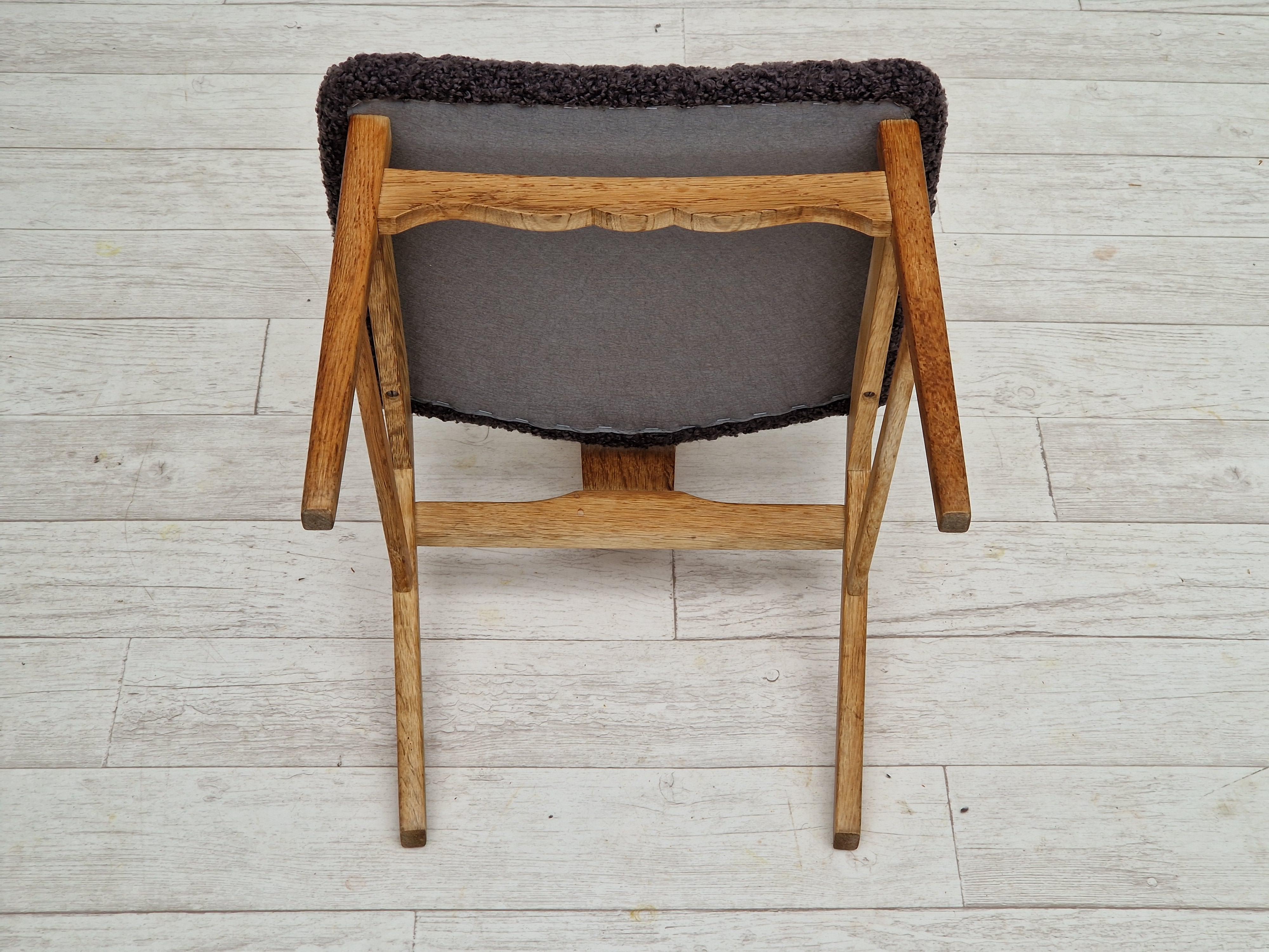 1960s, Danish Design, Set of 4 Dinning Chairs, Oak Wood, Reupholstered For Sale 14