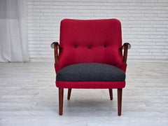 1960s, Danish designed armchair, reupholstered, furniture wool.