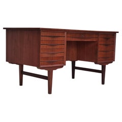 Vintage 1960s, Danish double-sided, free standing desk, original condition, teak wood.