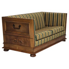 1960s, Danish drop arm sofa, furniture wool, oak wood, orginal condition.