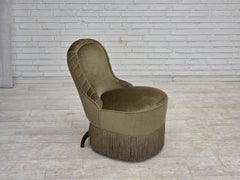 1960s, Danish easy chair, original green furniture velour.