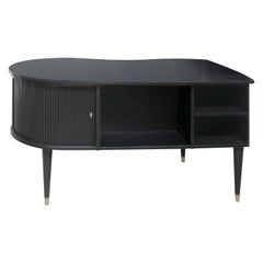 1960s Danish Ebonised Kidney Shaped Desk by Designer Kai Kristiansen
