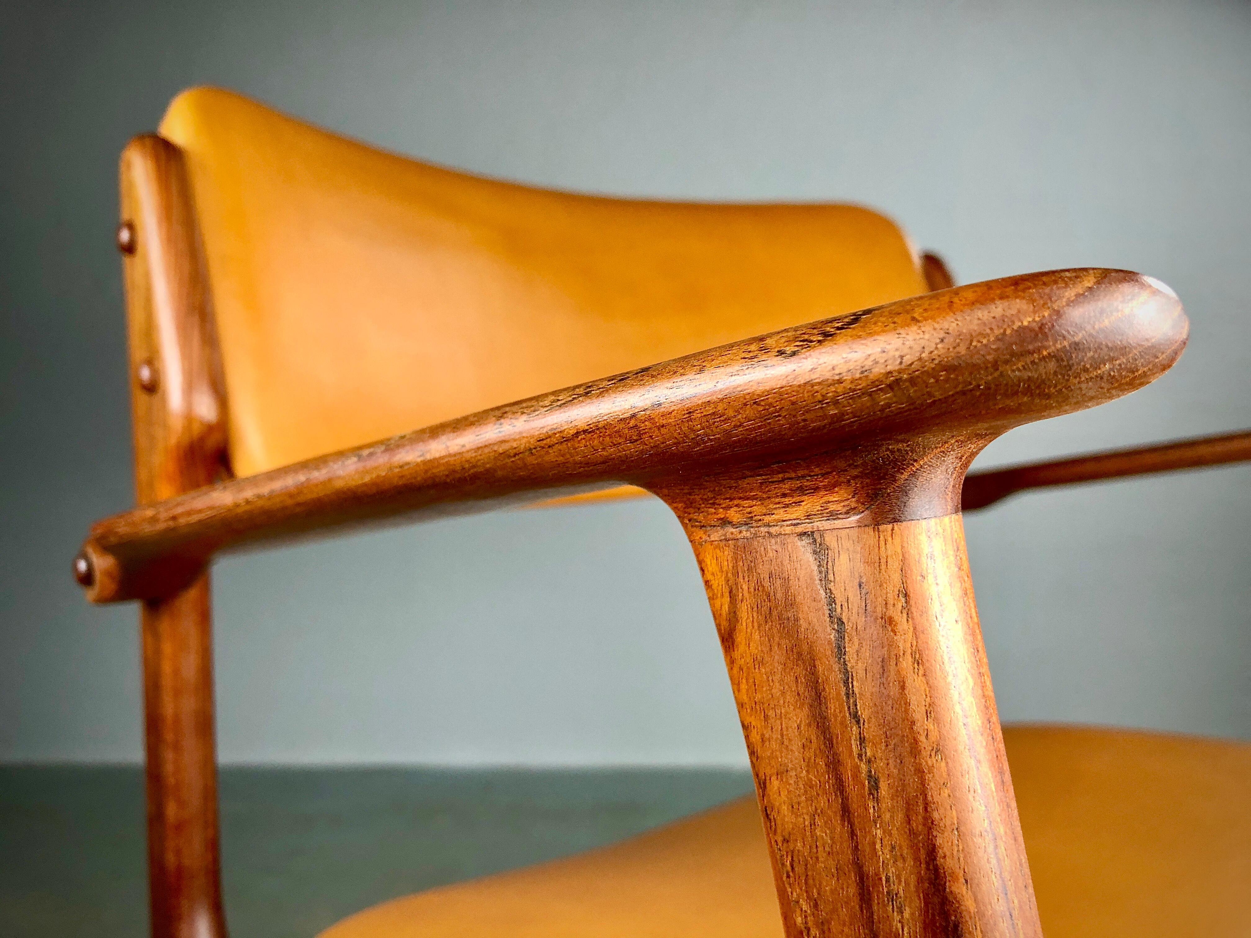 1960s Danish Erik Buch Fully Restored Armchairs in Teak, Custom Upholstery For Sale 4