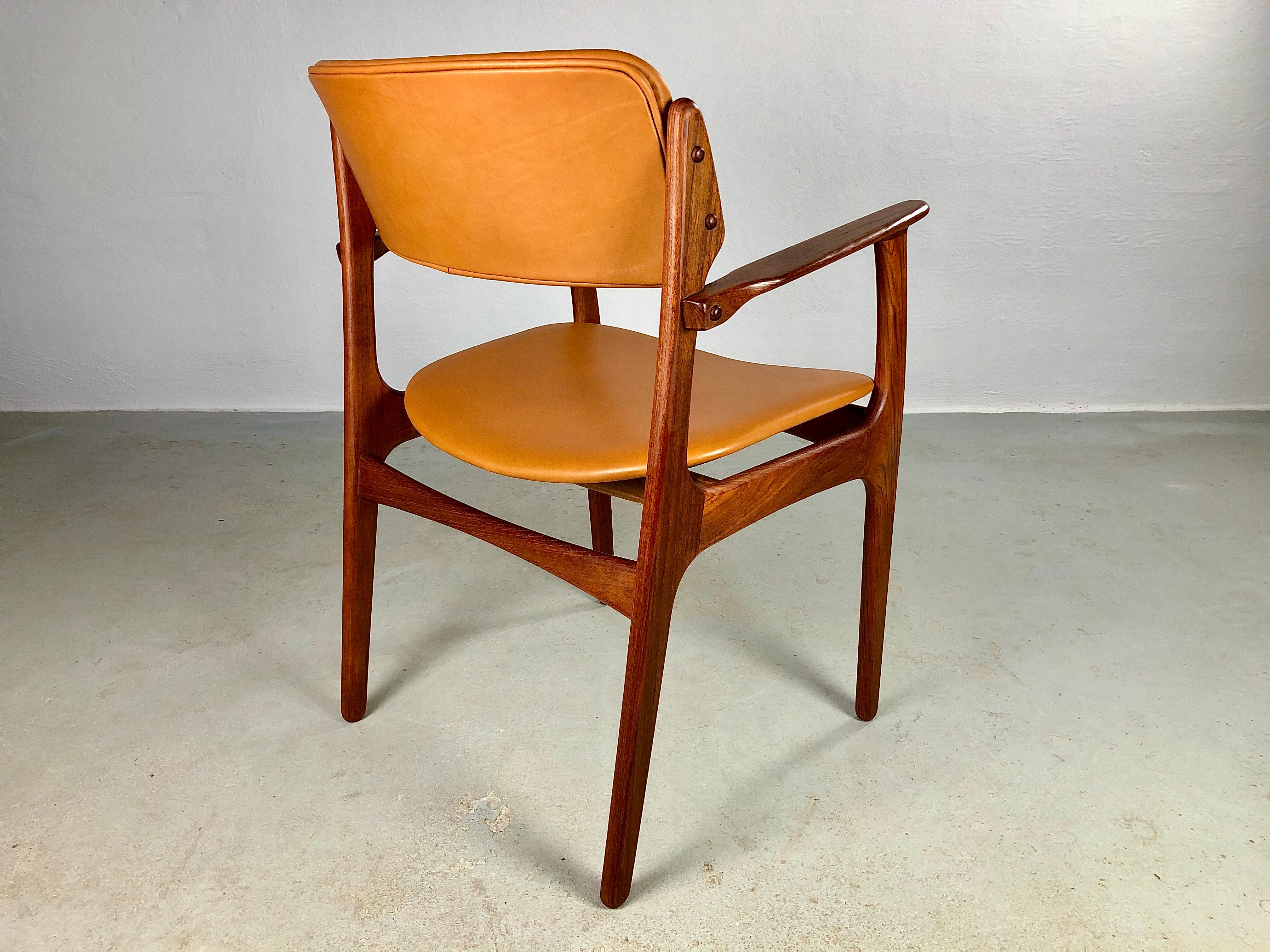 Scandinavian Modern 1960s Danish Erik Buch Fully Restored Armchairs in Teak, Custom Upholstery For Sale