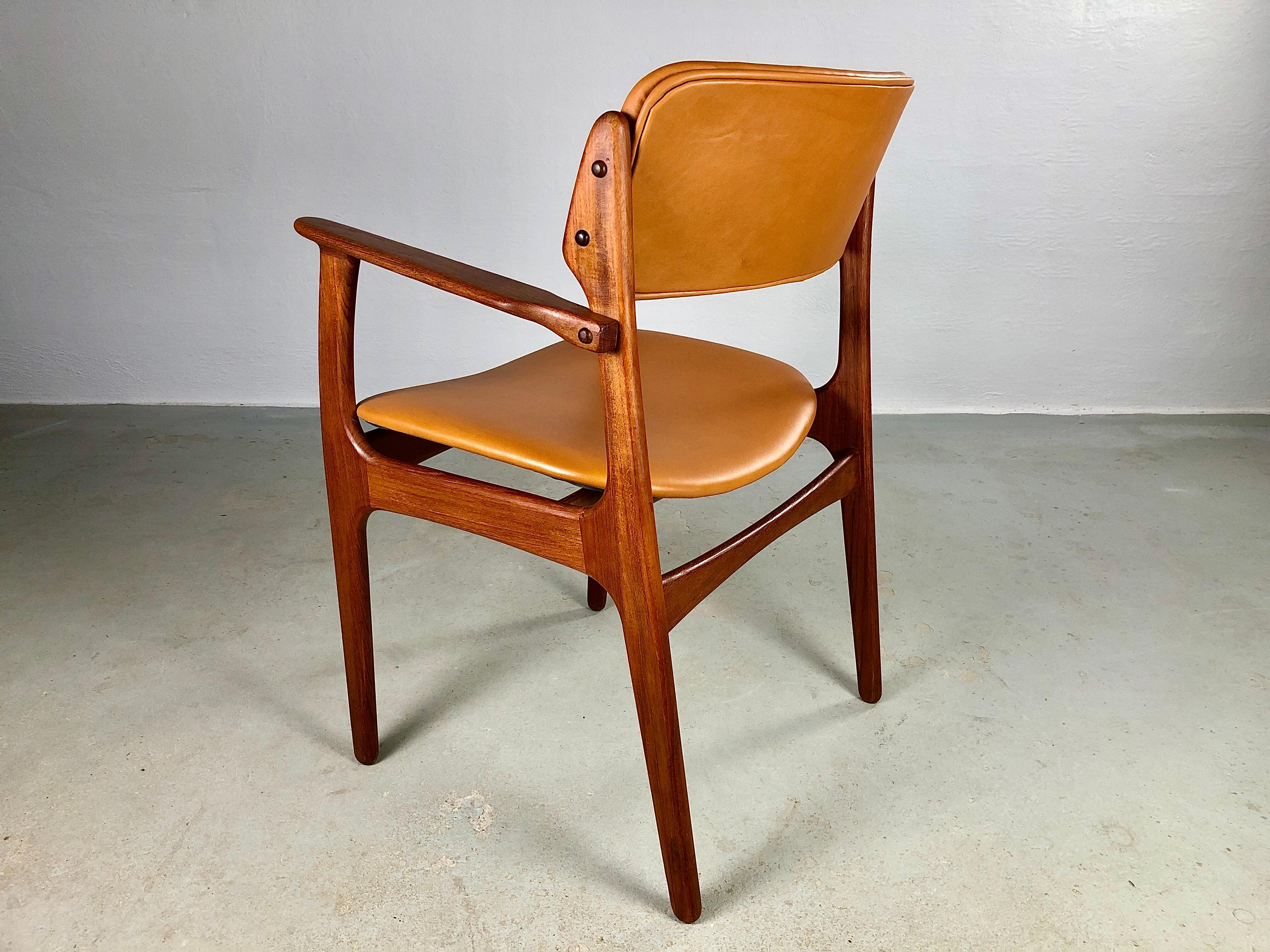 Mid-20th Century 1960s Danish Erik Buch Fully Restored Armchairs in Teak, Custom Upholstery For Sale