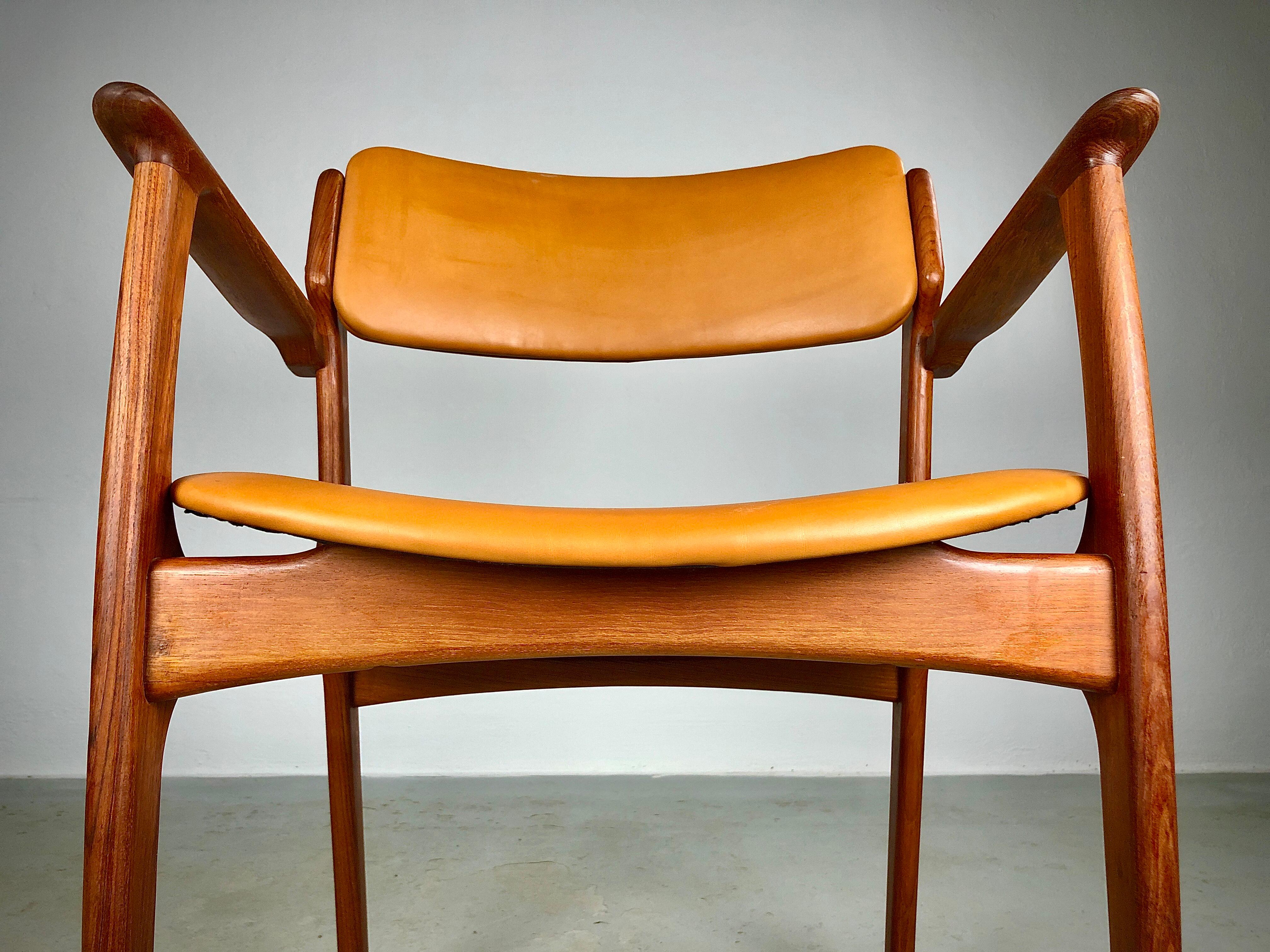 1960s Danish Erik Buch Fully Restored Armchairs in Teak, Custom Upholstery For Sale 3