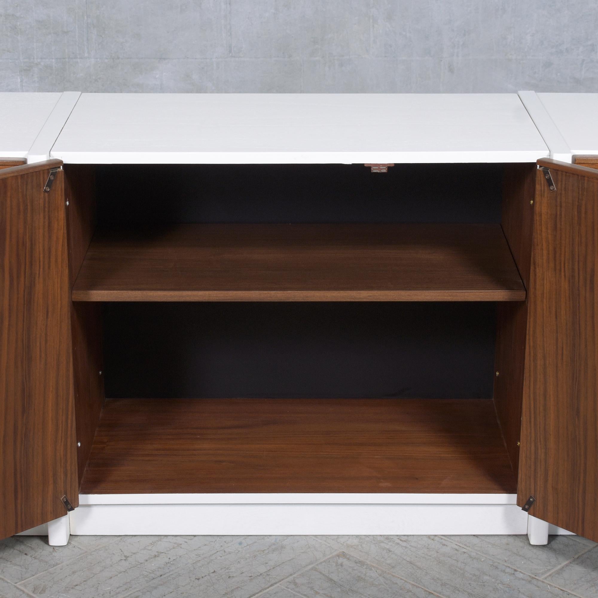 Metal Restored 1960s Danish Executive Cabinet in Walnut with White Accents For Sale