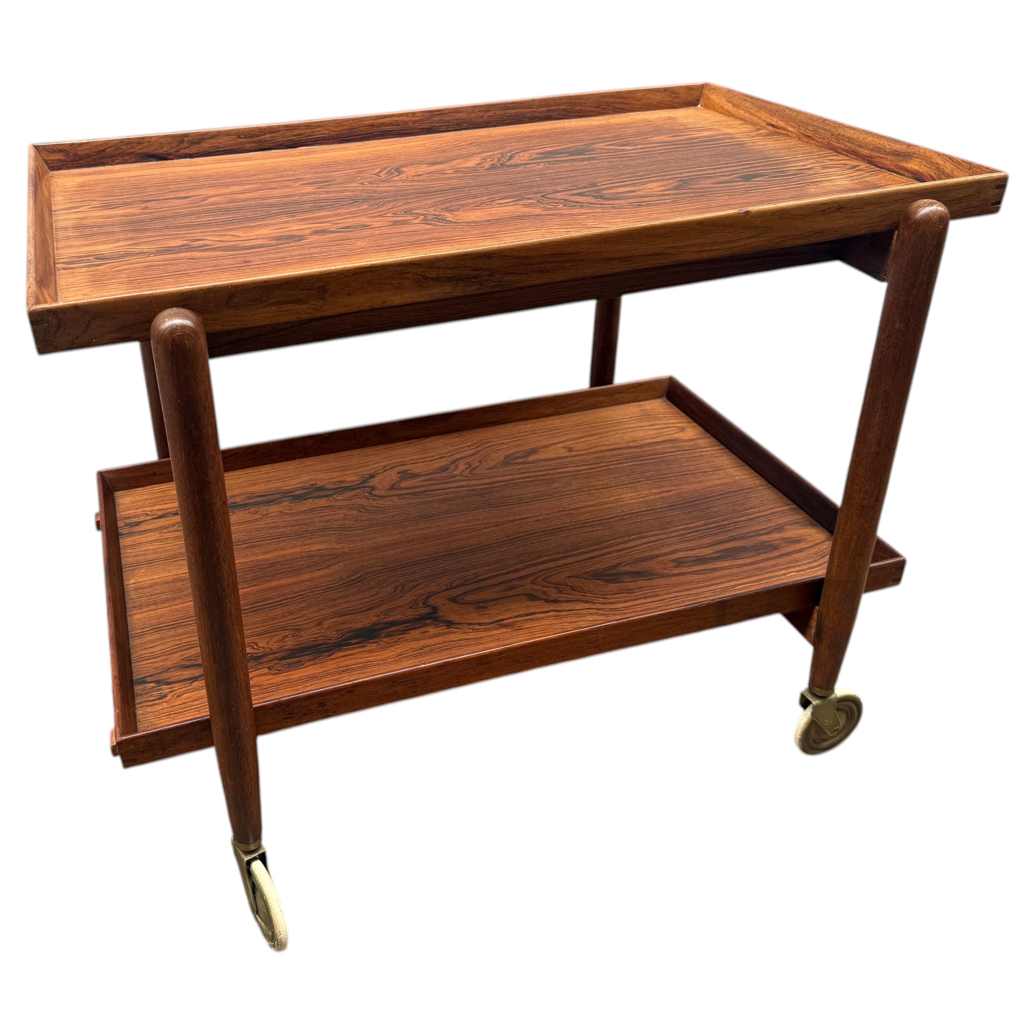 1960's Danish extendable bar cart from Poul Hundevad For Sale