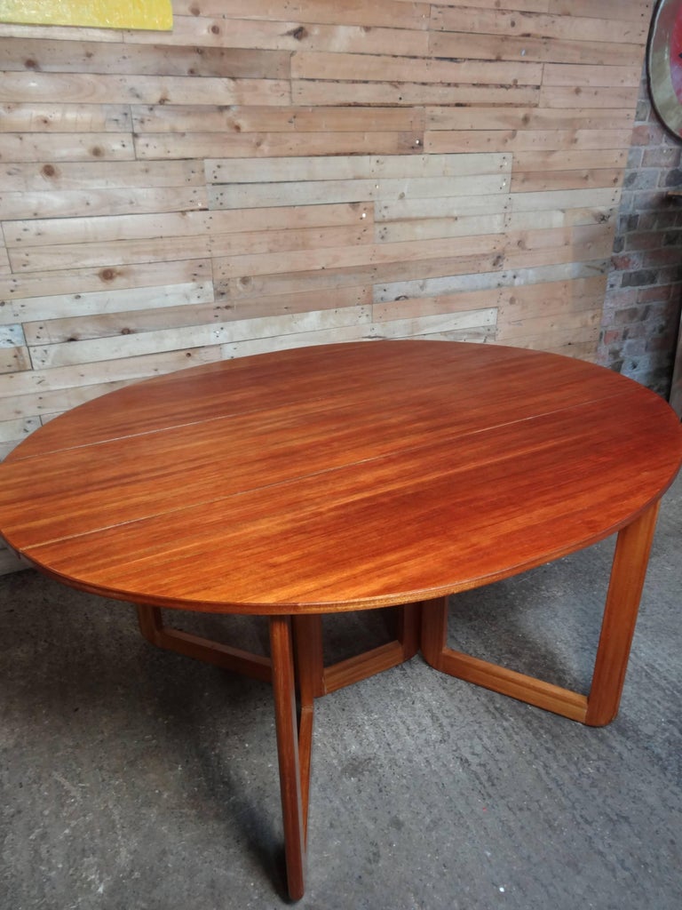 1960s Danish Extendable Dropdown Retro Teak Table on U Legs For Sale at