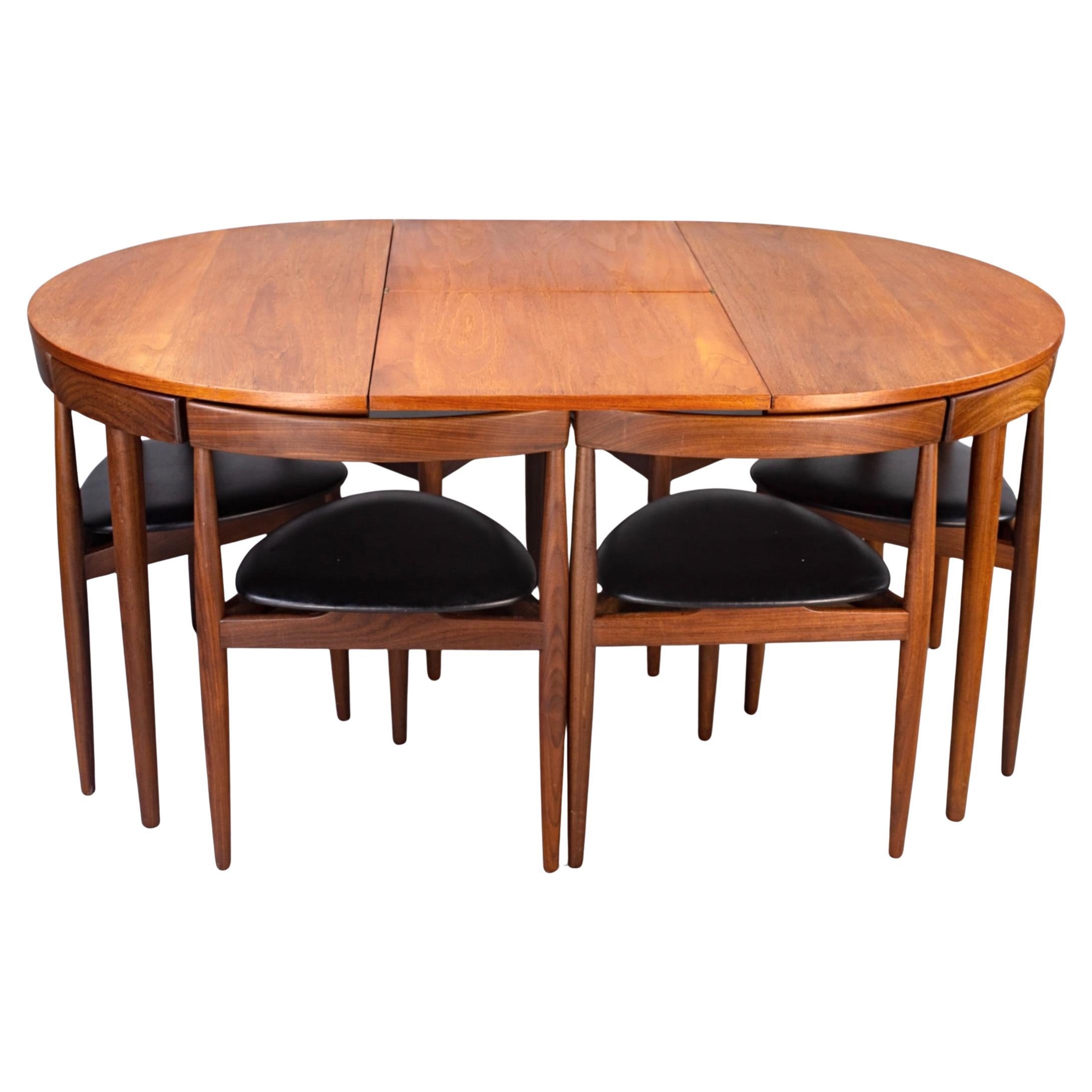 1960s Danish extendable  table and 6x chairs by Hans Olsen for Frem Rouge For Sale