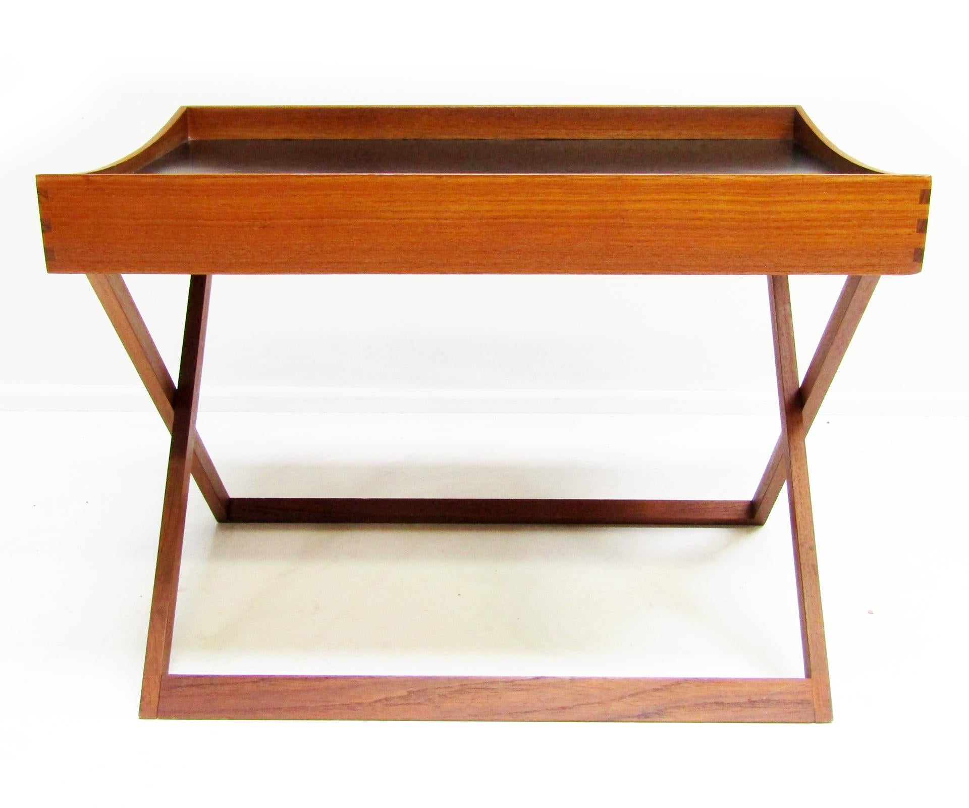 Formica 1960s Danish Folding Campaign Side Table In Teak By Torsten Johansson For Bo Ex For Sale
