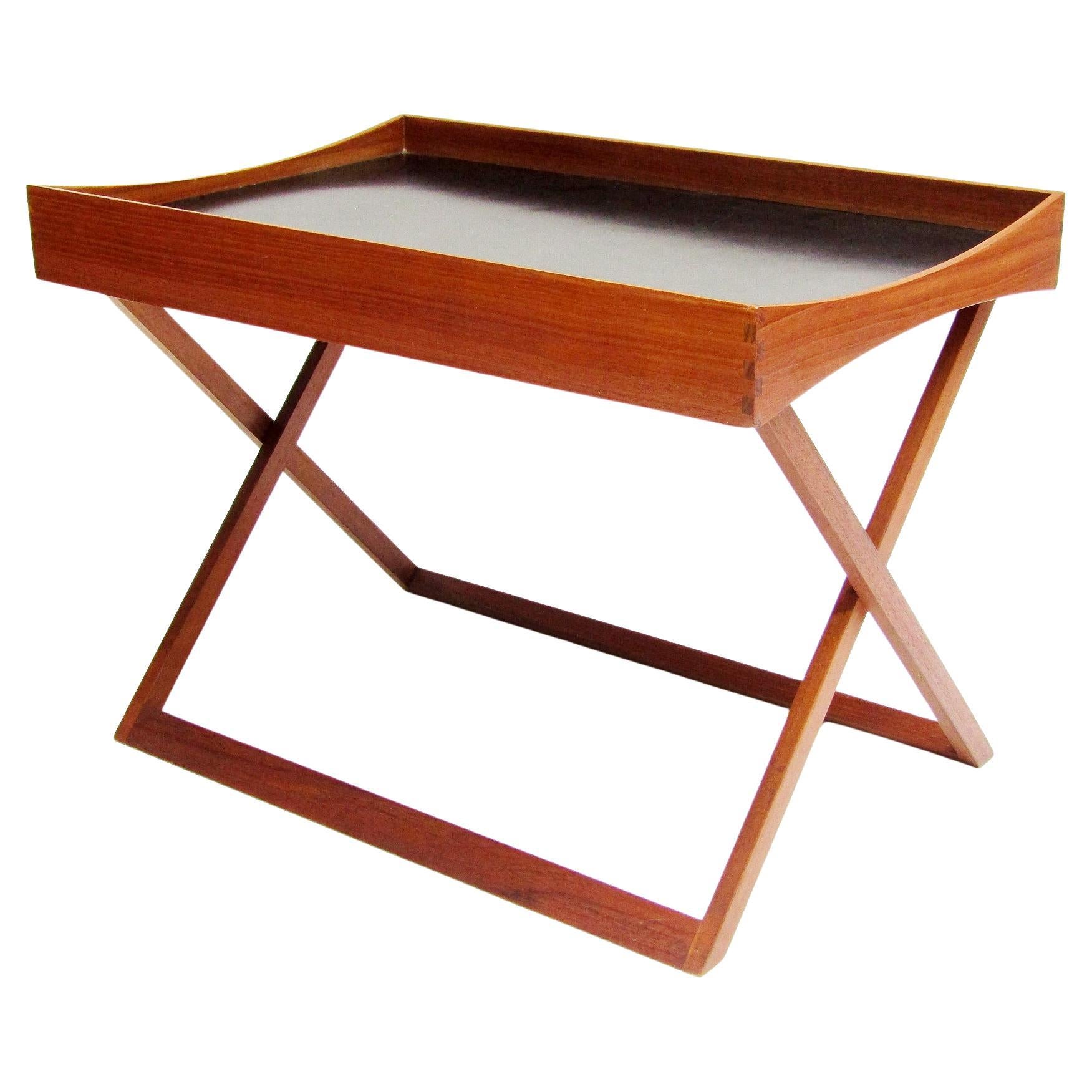 1960s Danish Folding Campaign Side Table In Teak By Torsten Johansson For Bo Ex For Sale