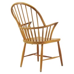 Sedia danese Frits Henningsen CH 18A con schienale alto in Oak di Carl Hansen & Son del 1960