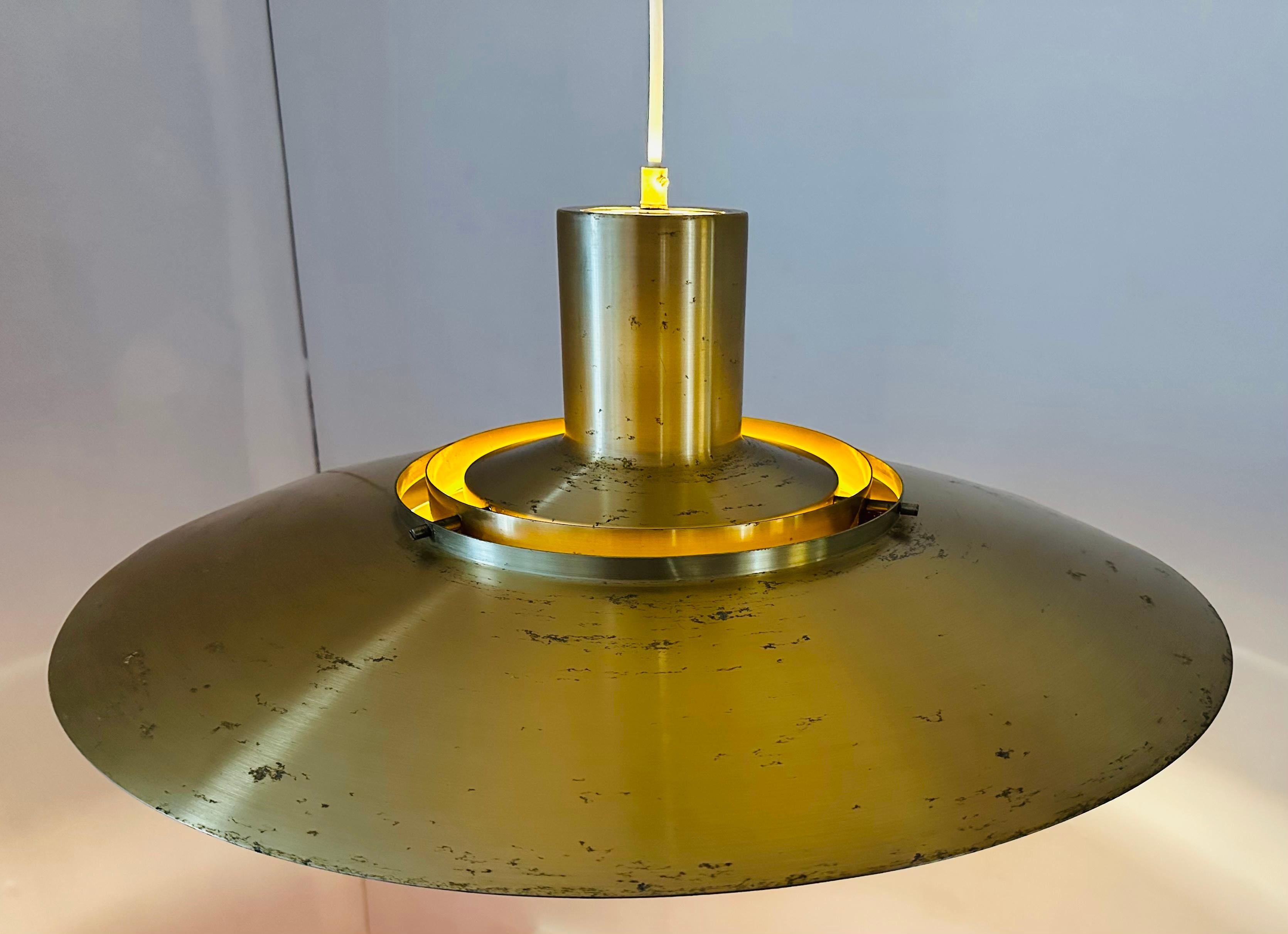Space Age 1960s Danish Golden Aluminium Pendant Model P376 by Kastholm and Fabricius