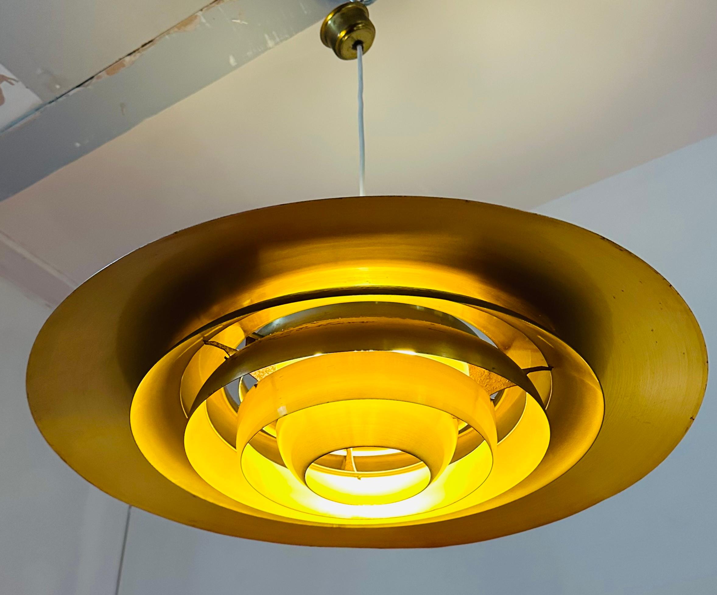 20th Century 1960s Danish Golden Aluminium Pendant Model P376 by Kastholm and Fabricius  For Sale