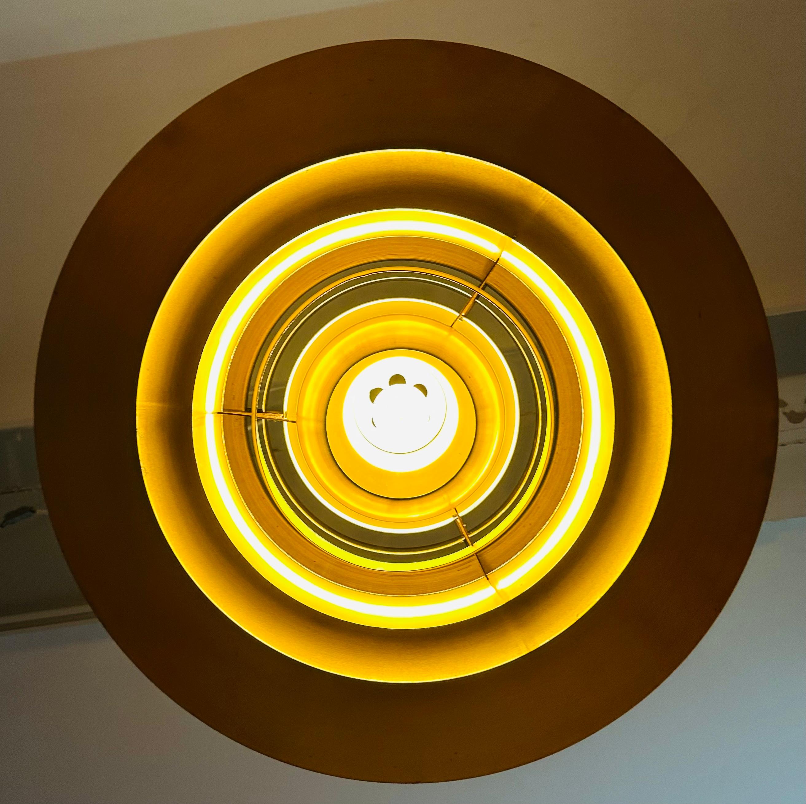 Metal 1960s Danish Golden Aluminium Pendant Model P376 by Kastholm and Fabricius