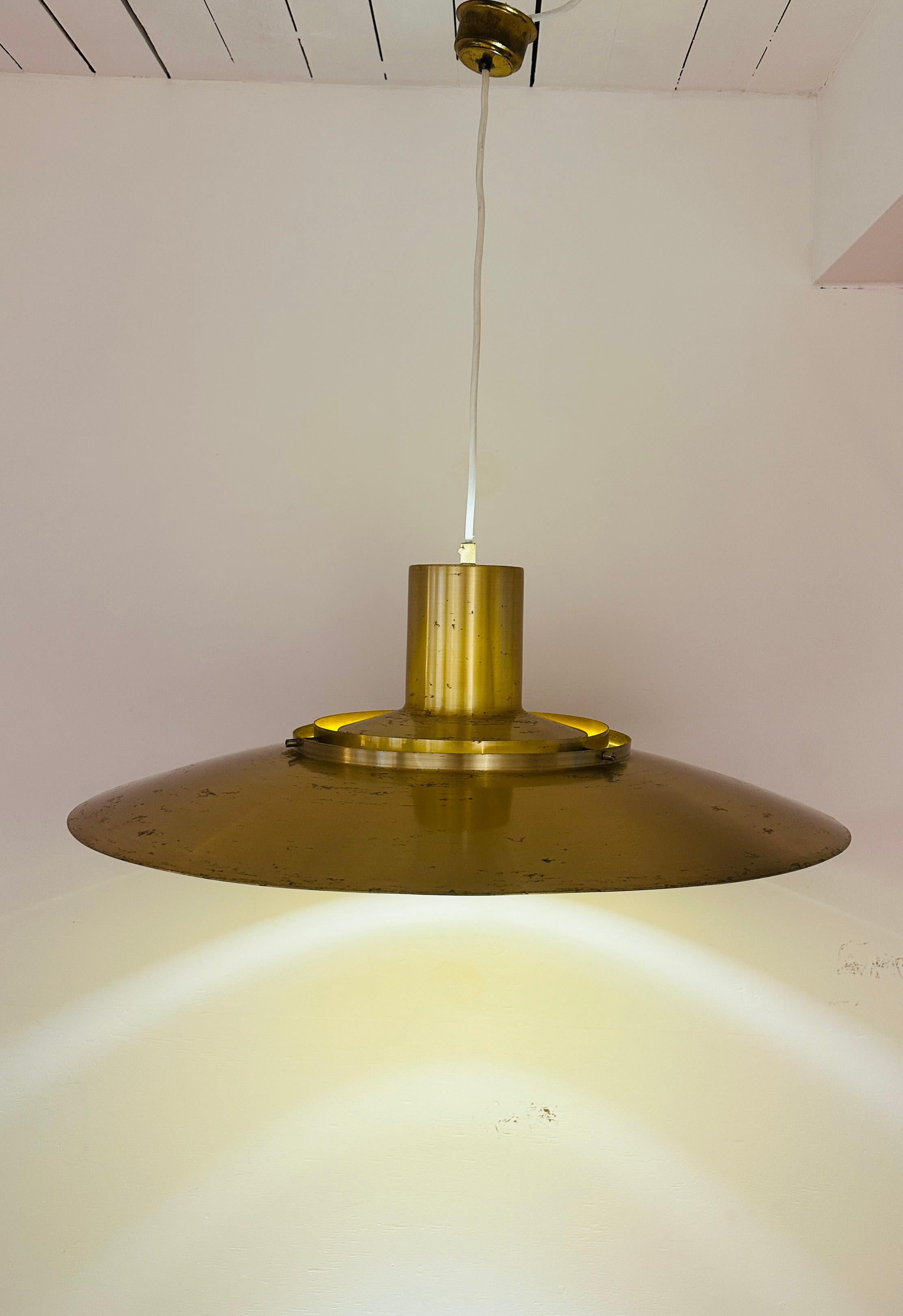 1960s Danish Golden Aluminium Pendant Model P376 by Kastholm and Fabricius 7