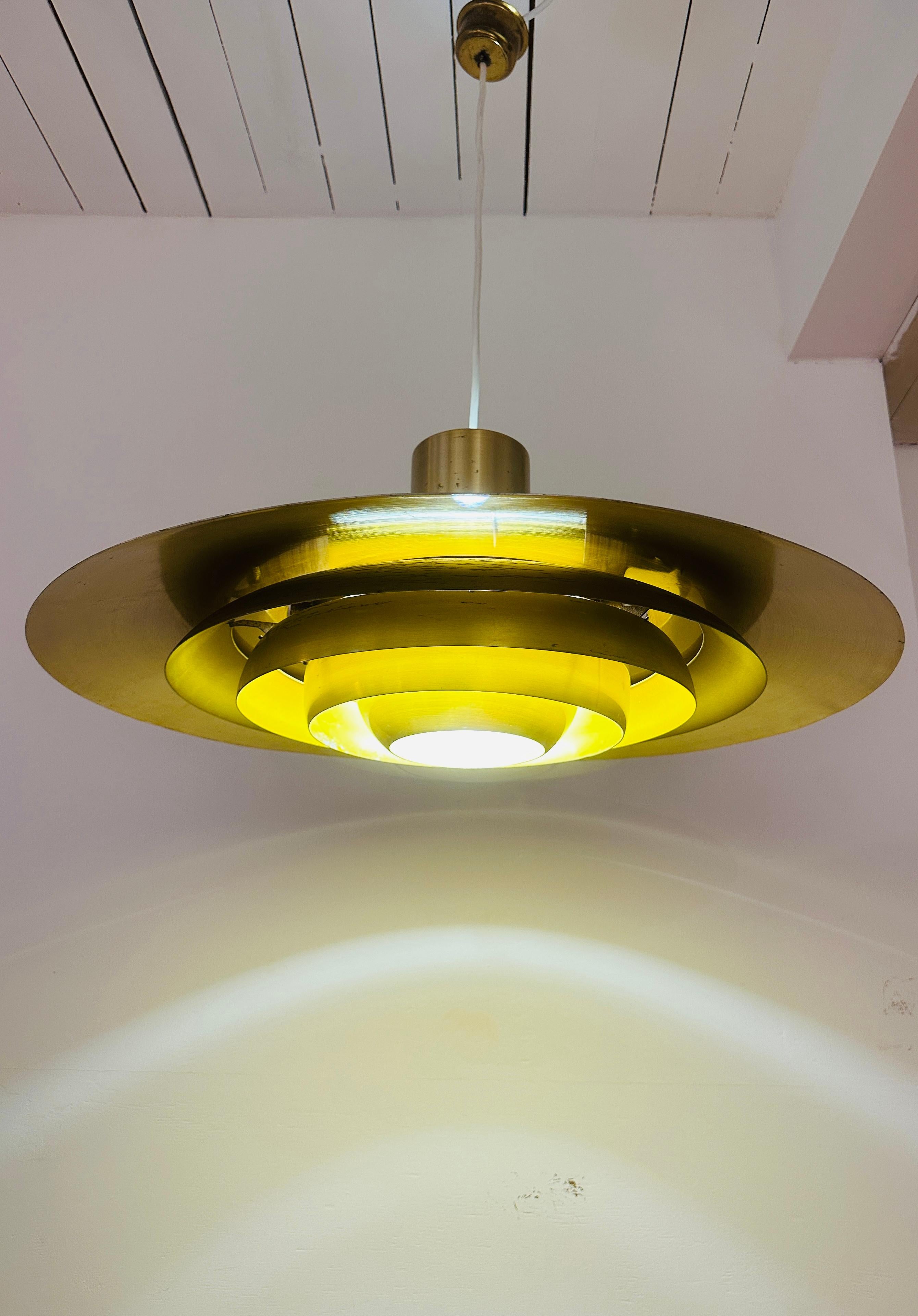 1960s Danish Golden Aluminium Pendant Model P376 by Kastholm and Fabricius 8
