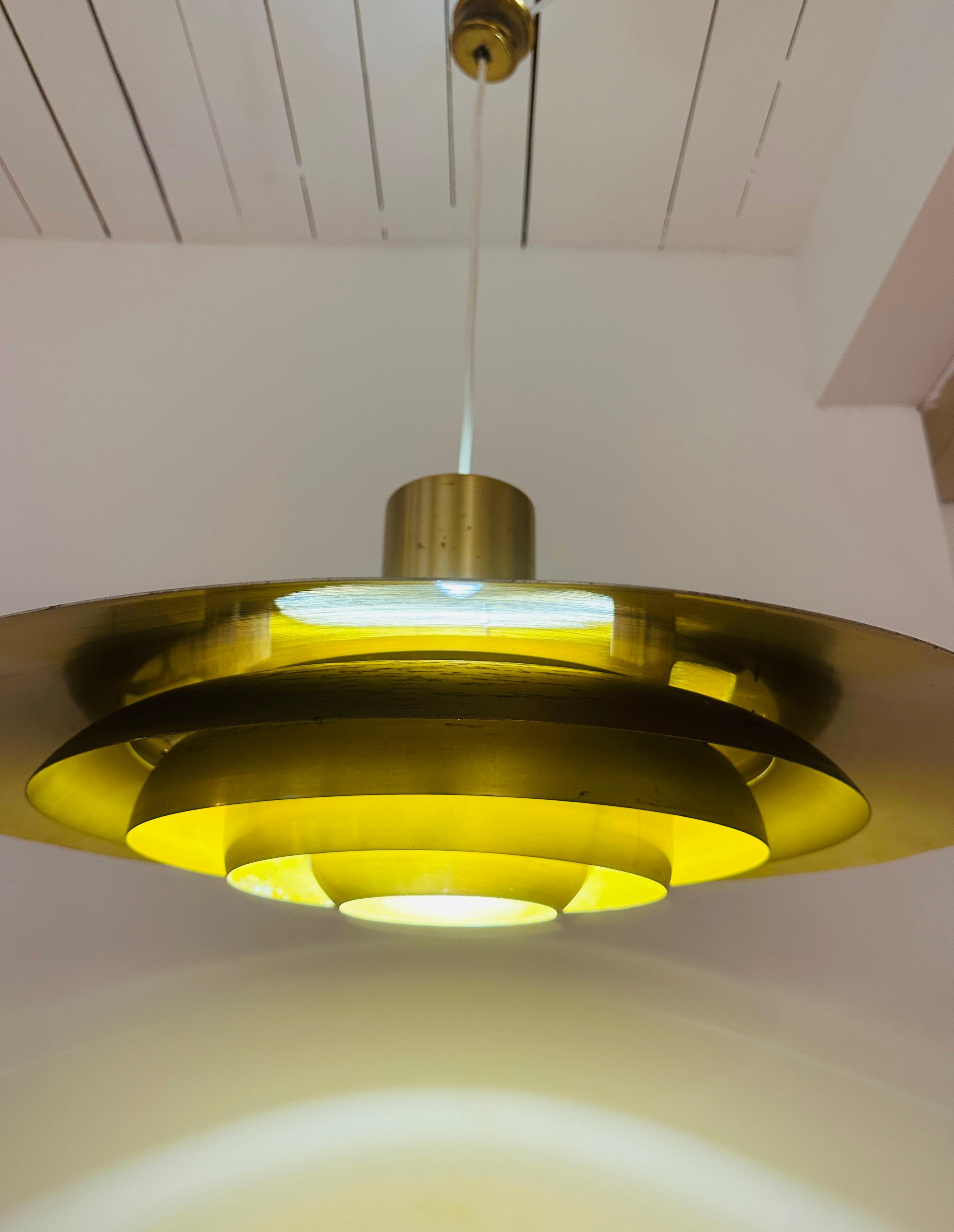 1960s Danish Golden Aluminium Pendant Model P376 by Kastholm and Fabricius 10