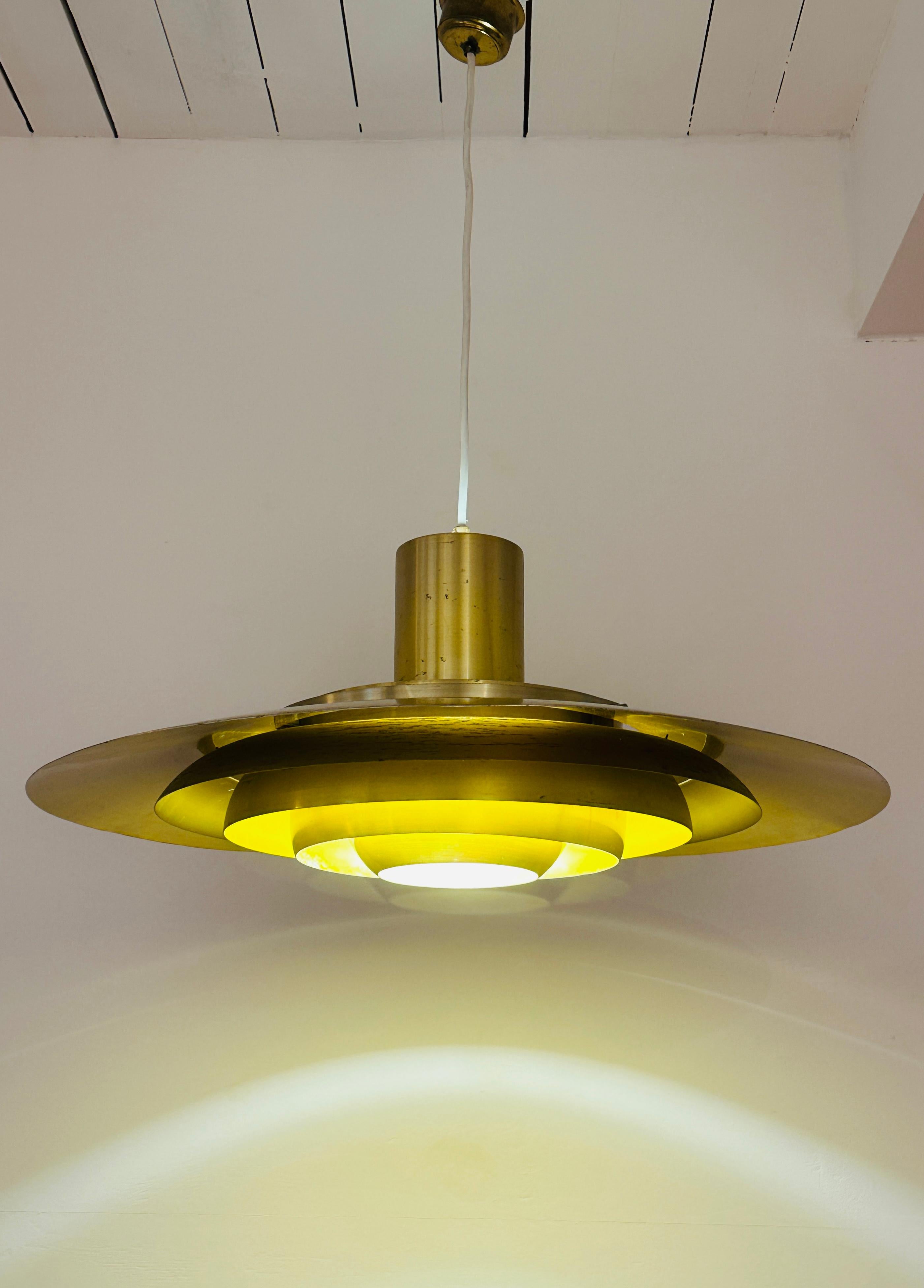 1960s Danish Golden Aluminium Pendant Model P376 by Kastholm and Fabricius 14