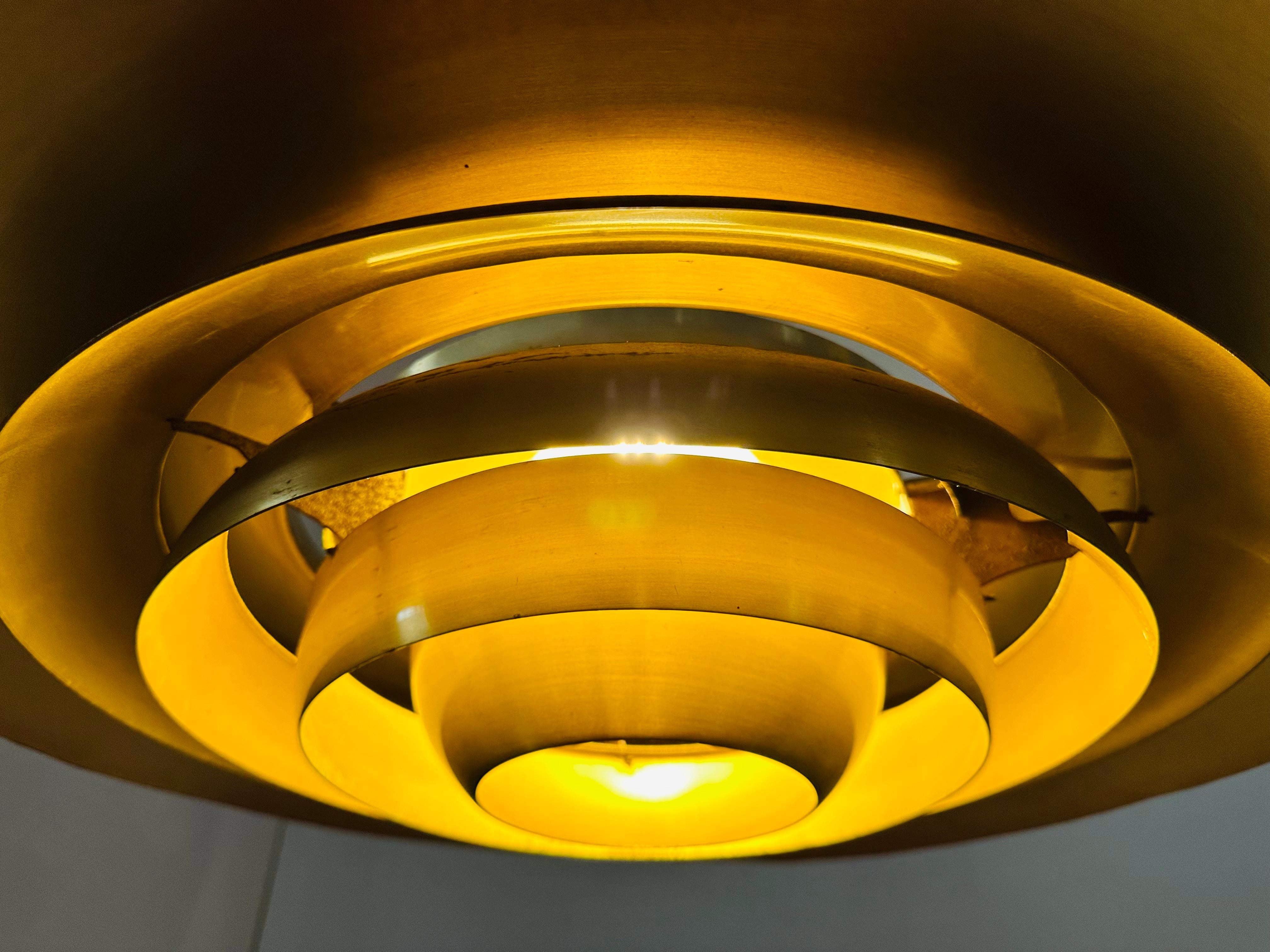 1960s Danish Golden Aluminium Pendant Model P376 by Kastholm and Fabricius 1