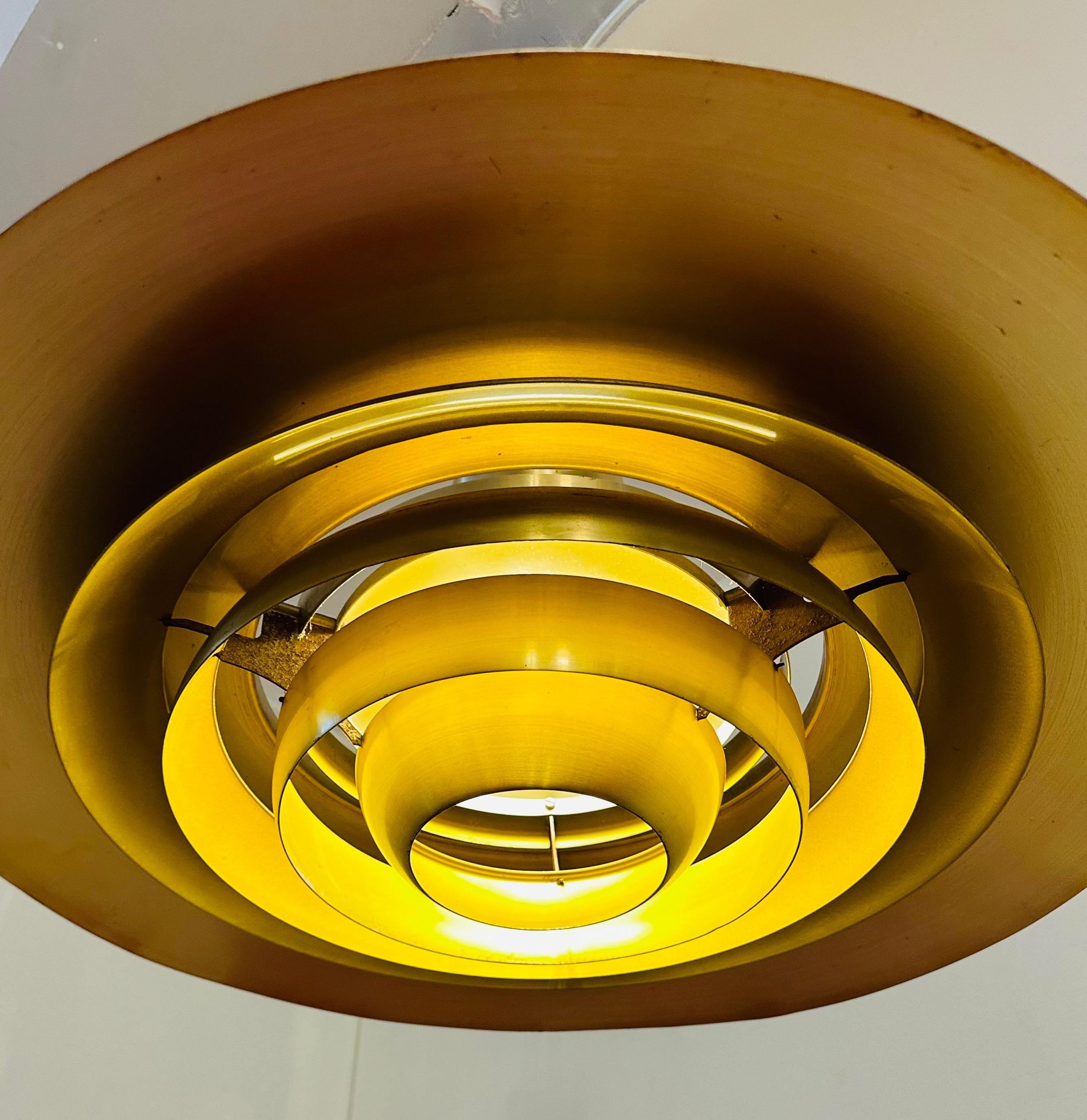 1960s Danish Golden Aluminium Pendant Model P376 by Kastholm and Fabricius 2