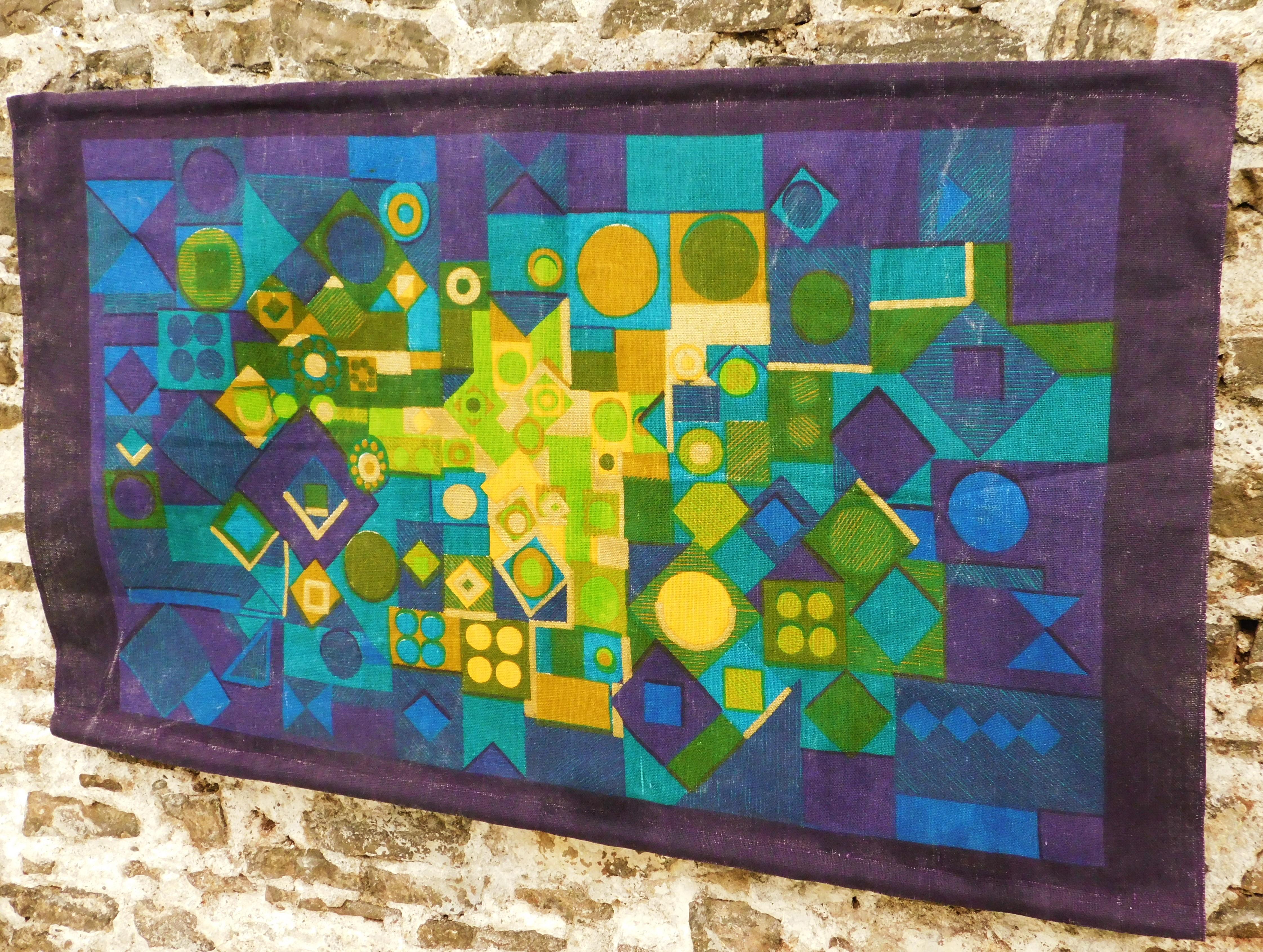 Tapiz serigrafiado de arte gráfico danés de los años 60 Colgante de pared Sodahl Design Yute Danés en venta