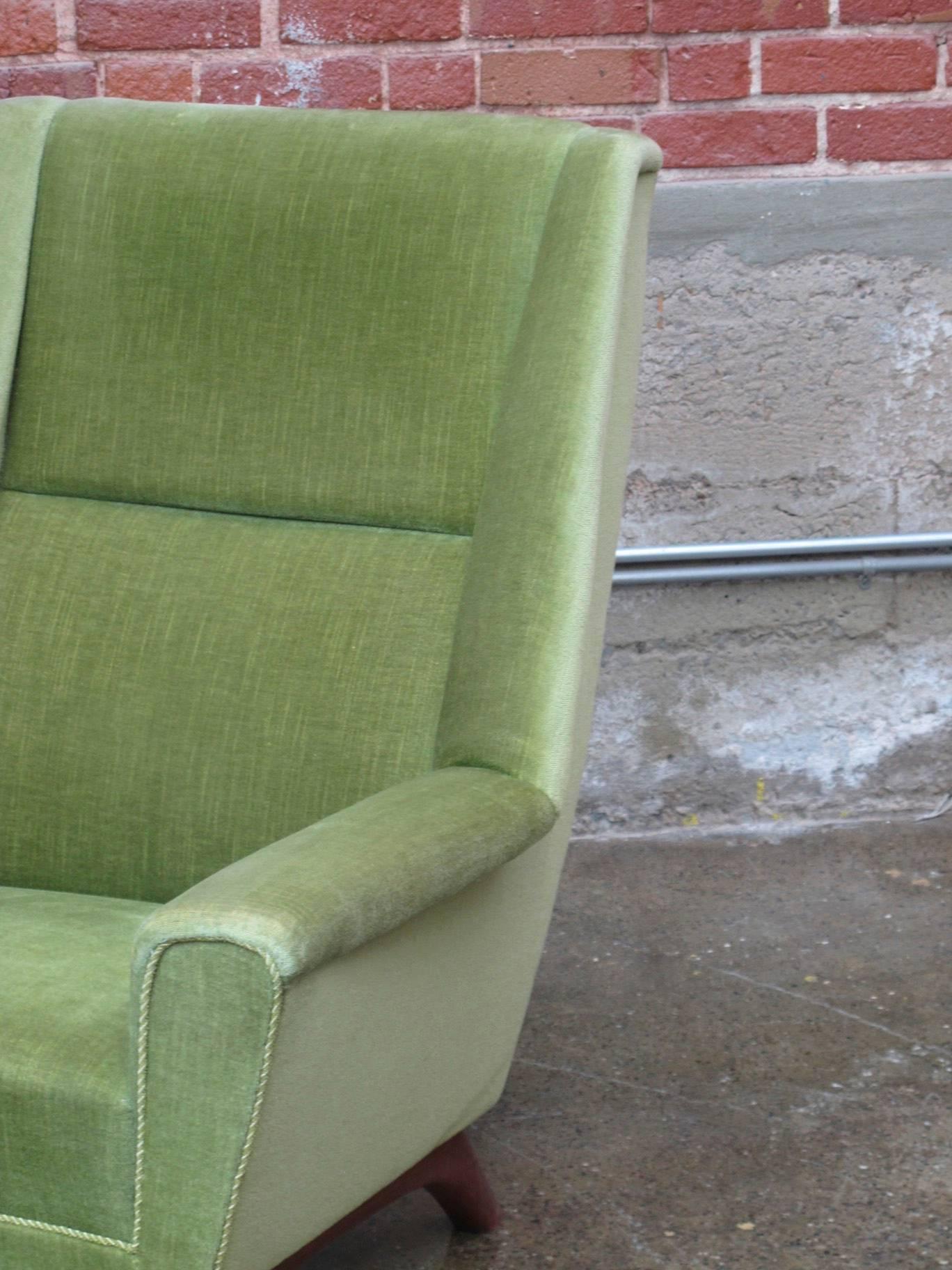 20th Century 1960s Danish Green Mohair Lounge Chair
