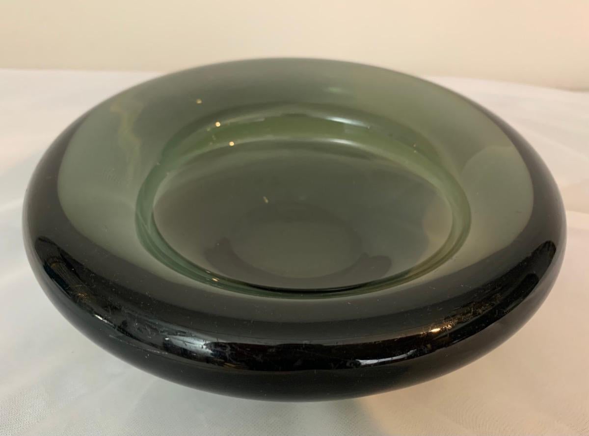 1960s Danish Grey Glass Handmade Bowl by Per Lütken for Holmegaard. No 16039 3