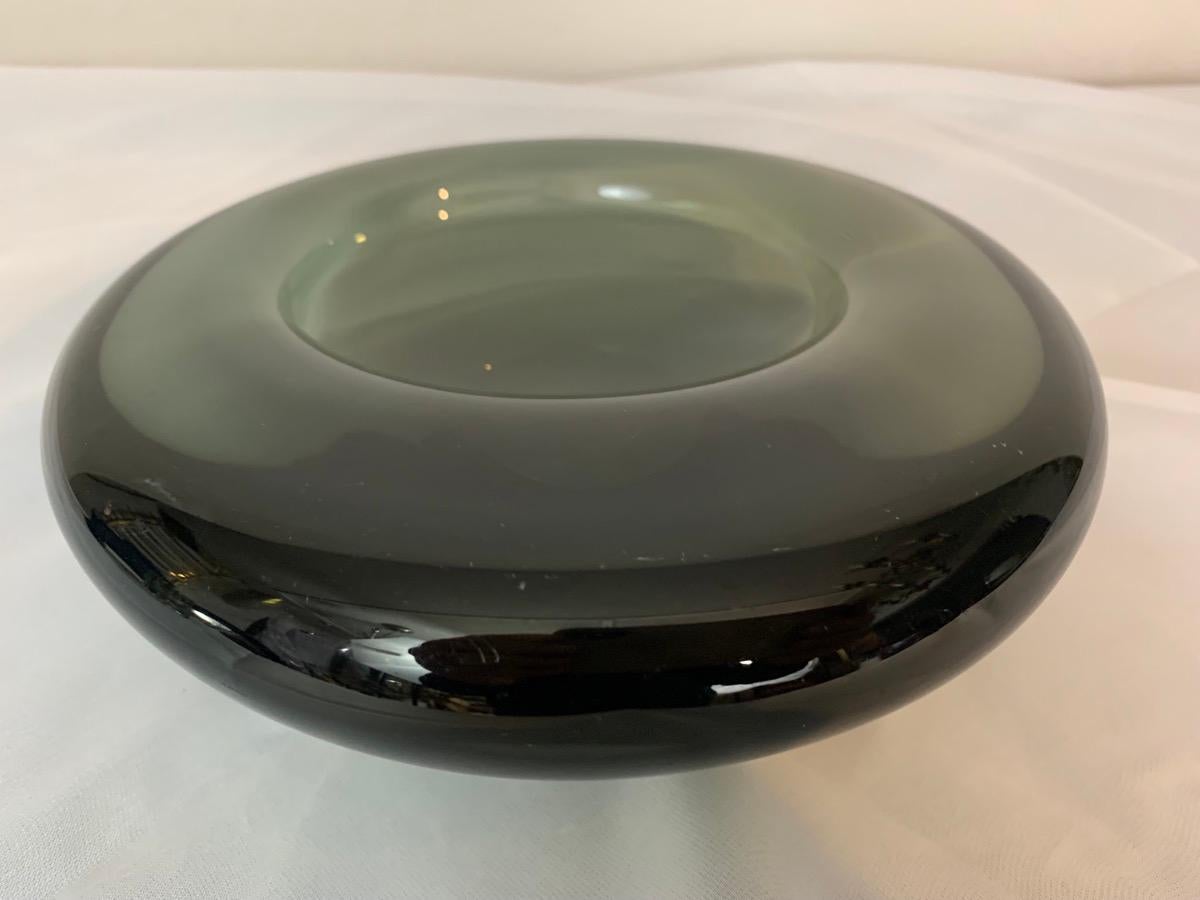 20th Century 1960s Danish Grey Glass Handmade Bowl by Per Lütken for Holmegaard. No 16039 For Sale
