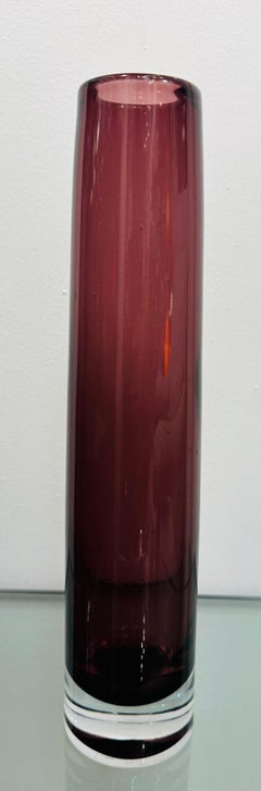 1960s Danish Handblown Sommerso Purple & Clear Glass Round Tapering Vase