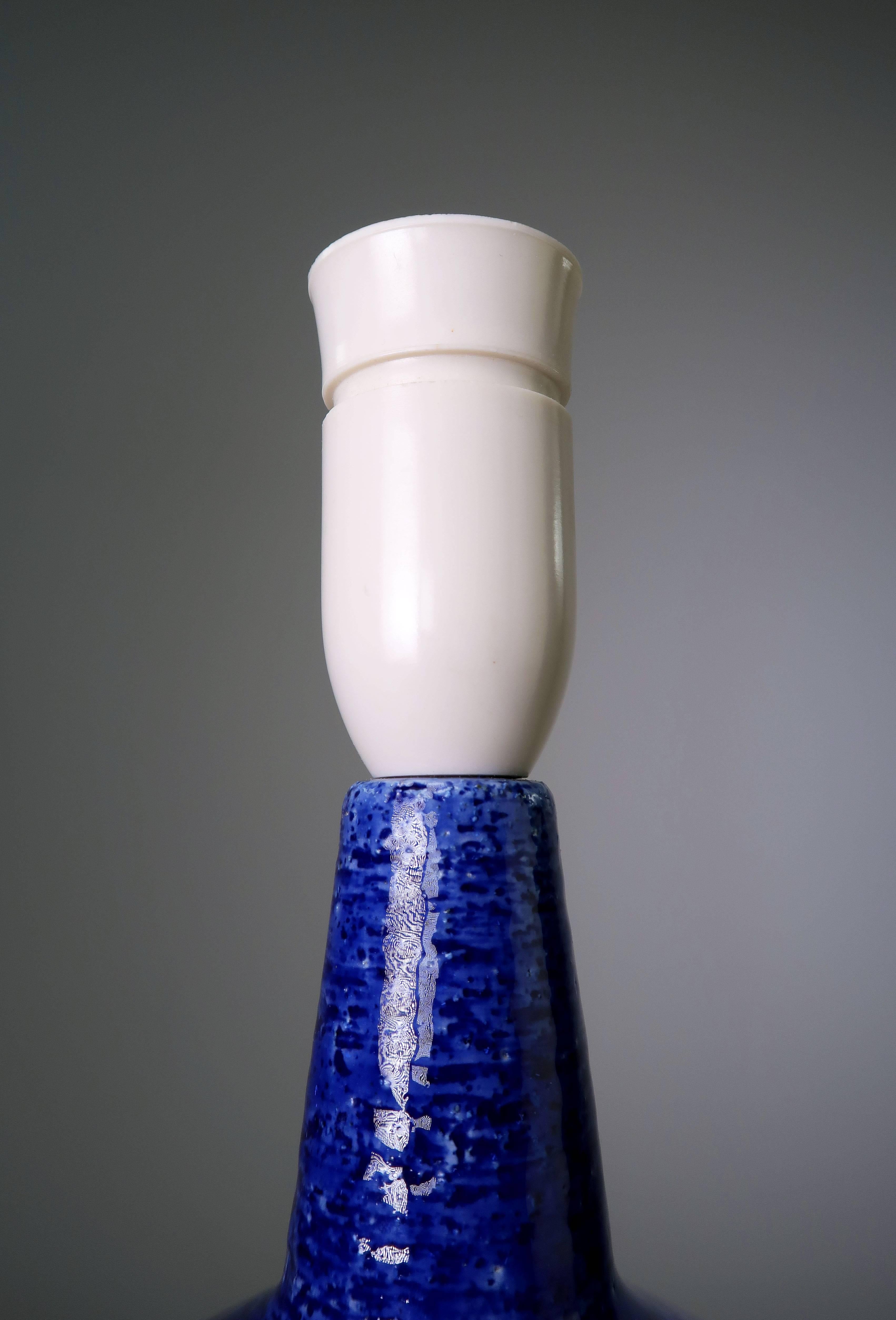 Scandinavian Modern Danish Palshus Cobalt Blue Ceramic Lamp, Denmark, 1960s For Sale