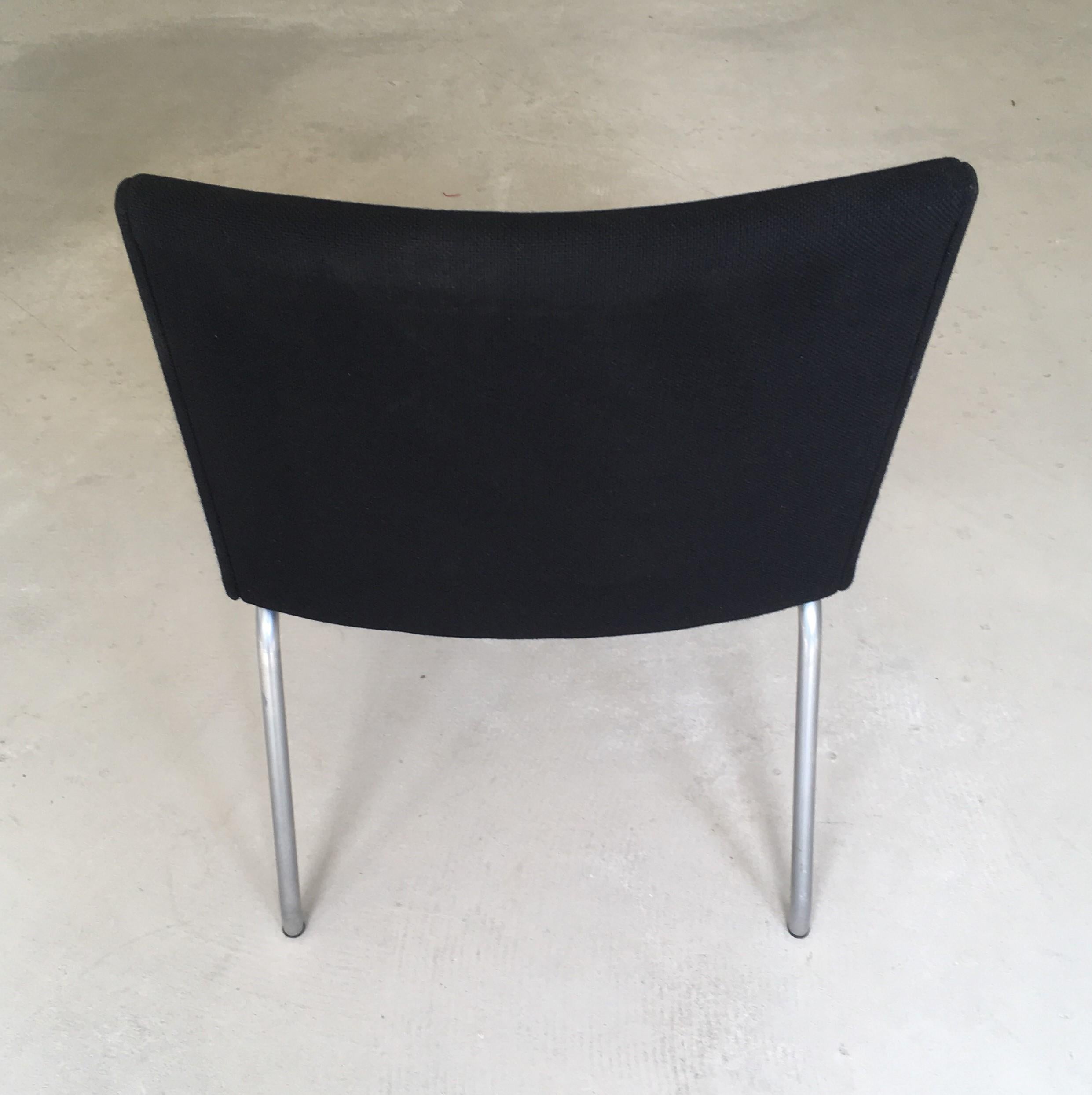 Mid-20th Century 1960s Danish Hans J. Wegner Airport Chair Reupholstered in Black Fabric For Sale